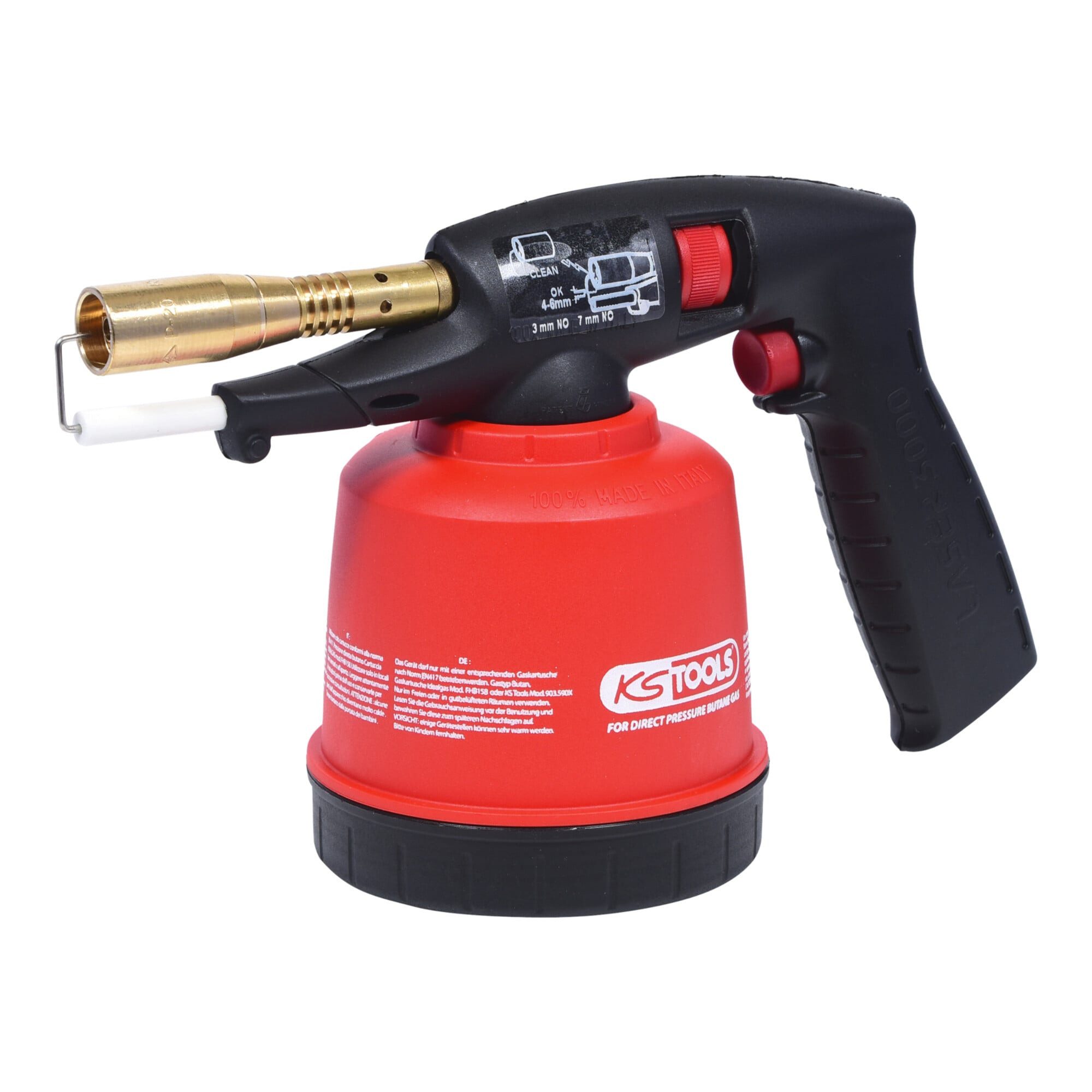 KS Tools Lötlampe KS Tools Universal-Kartuschenlötgerät mit Piezo-Zündung, rot