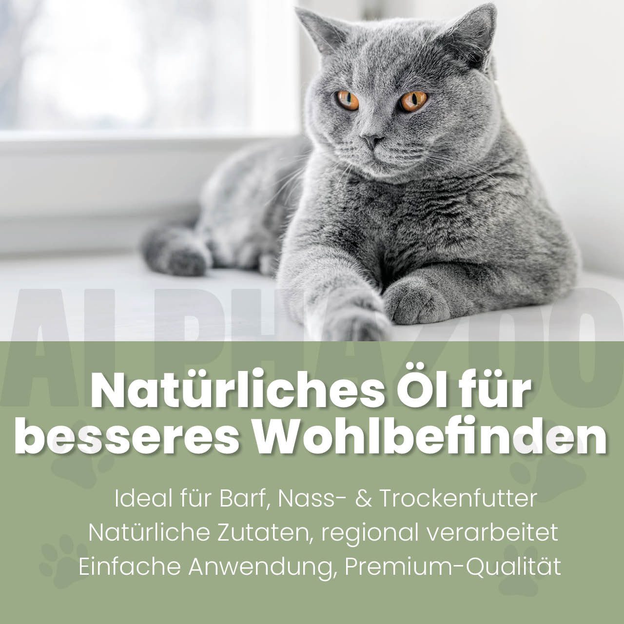 ALPHAZOO Alpha-Barf Futteröl für Katzen 100 ml Barfen I Rohkost, Ergänzungsfutter für: Katzen