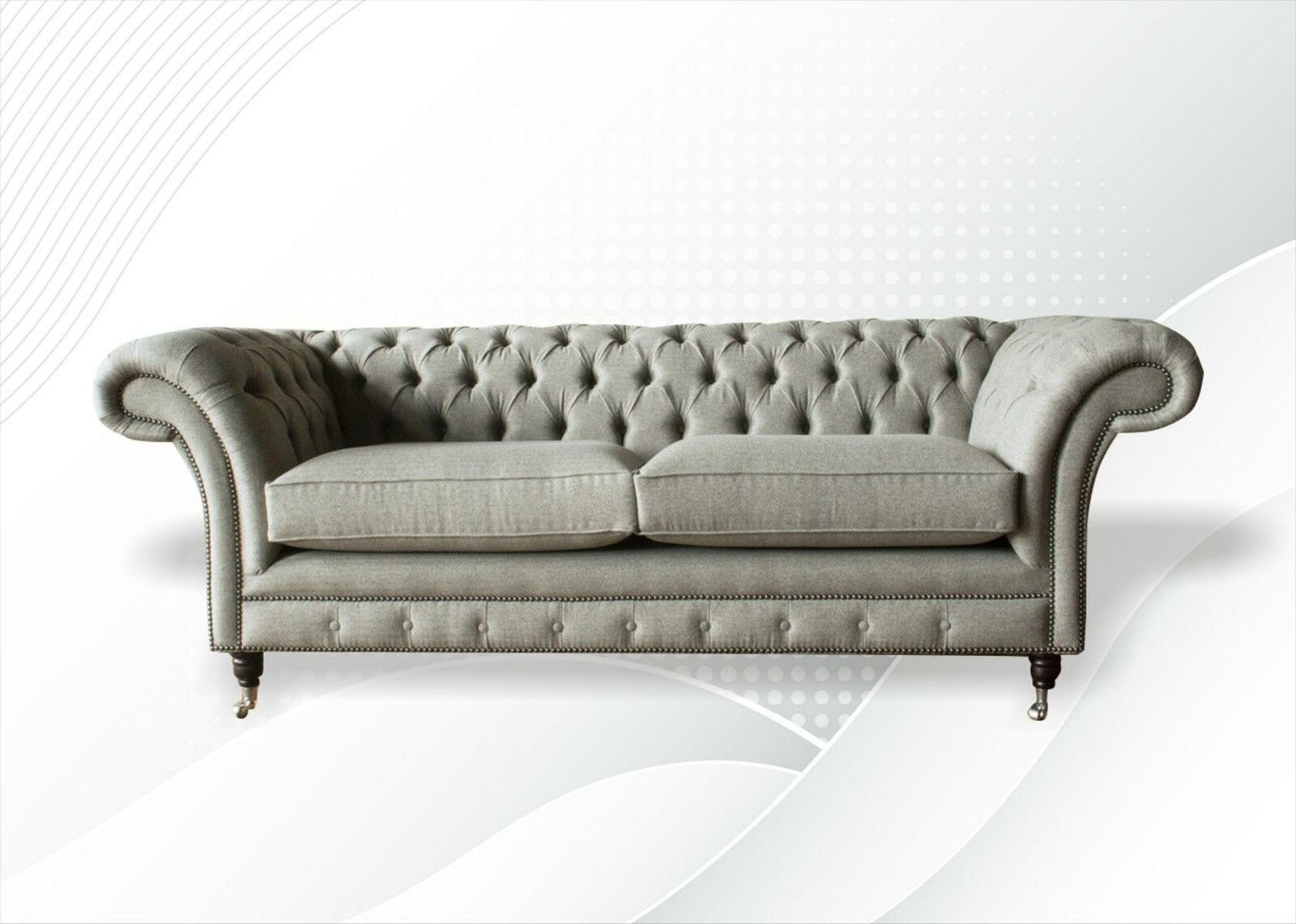 Moderne hellgrauer Chesterfield-Sofa Dreisitzer Europe in Made JVmoebel Sofa 3-Sitzer Neu, 3-er Luxus Couch