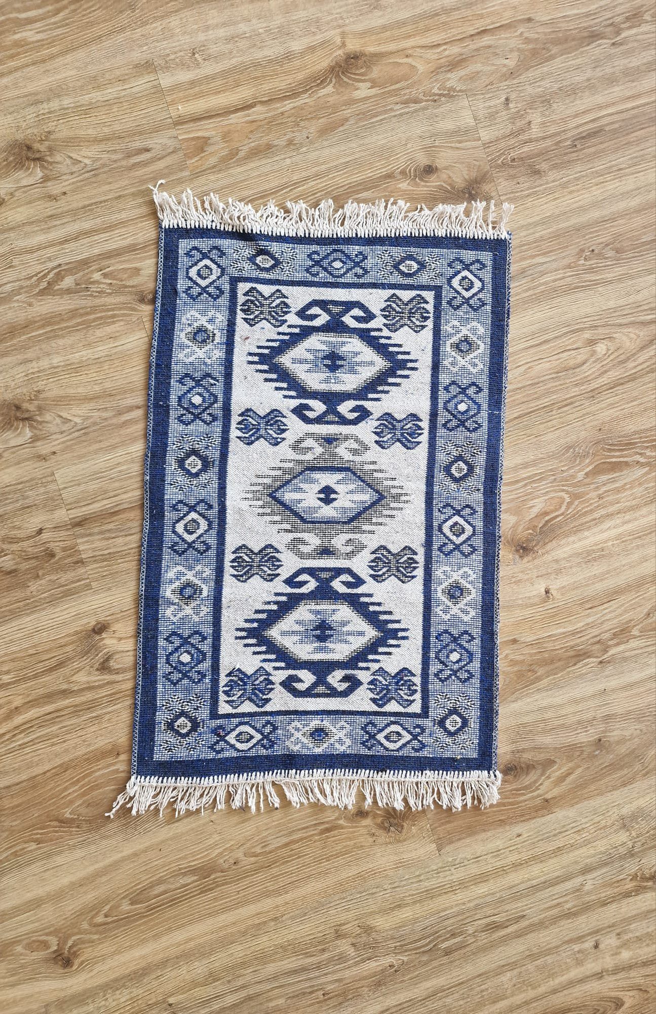 Orientteppich, 100 % Wolle, cm, Maße: orientalisch bei waschbar, x 90 Blau 60 30°