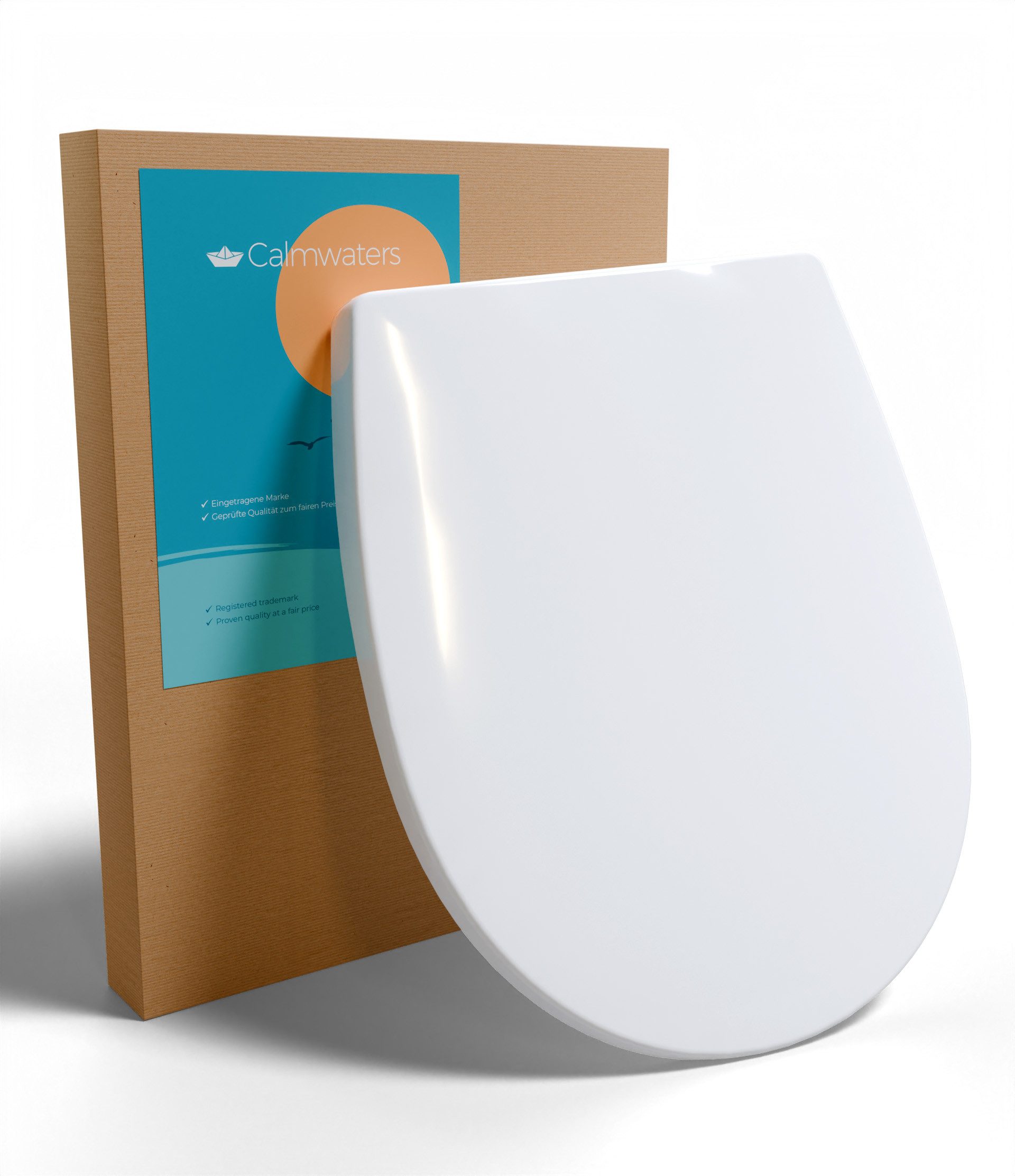 Calmwaters WC-Sitz Universal, Überlappend, Made in EU, SoftClose, bis 250 kg, Abnehmbar, 26LP6319