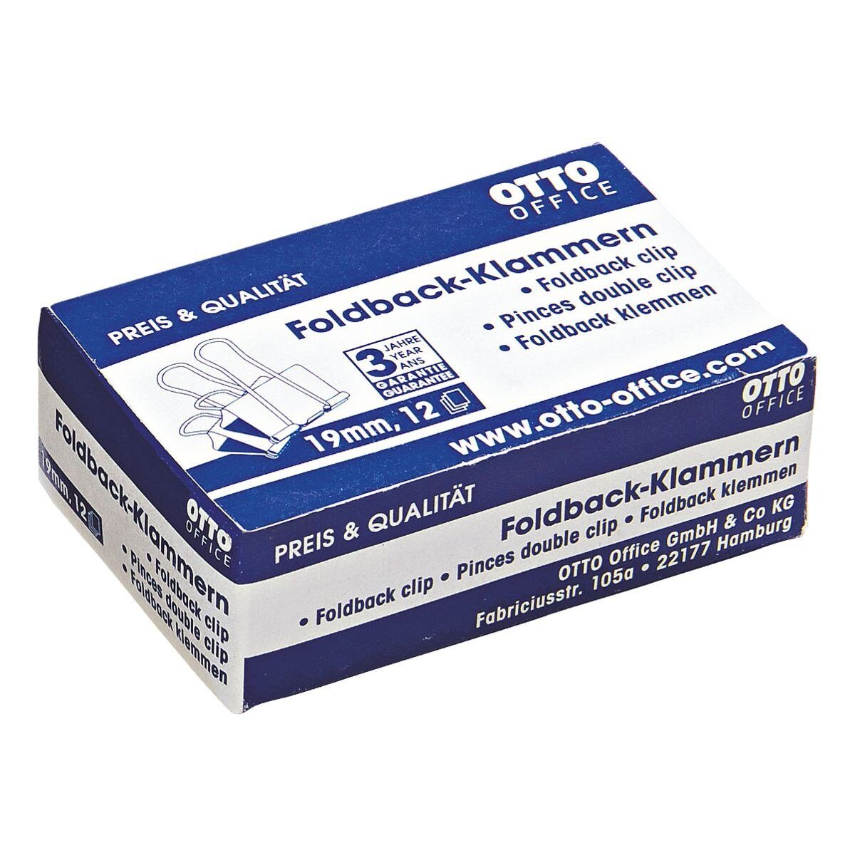 Otto Office Büroklammer, Klemmbreite 19 mm / Klemmstärke 7 mm, 12 Stück