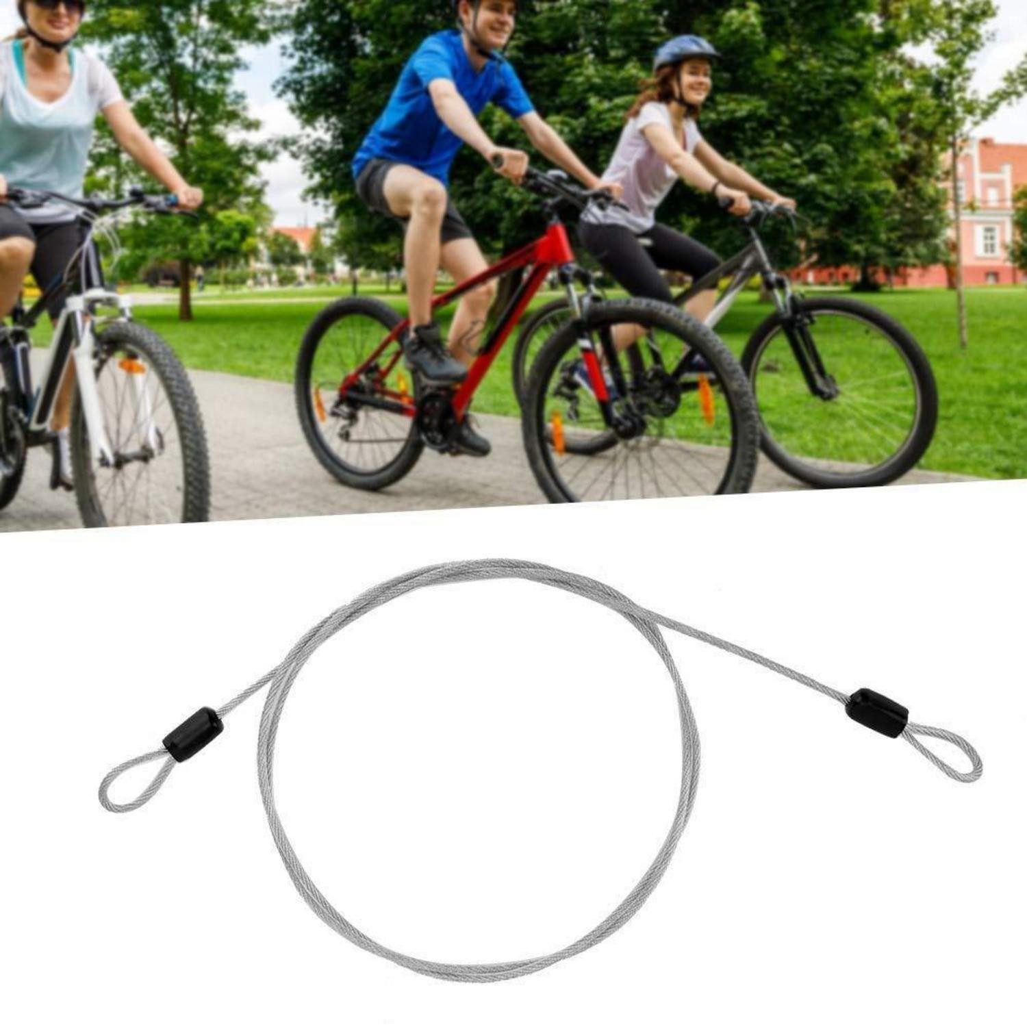 LuxusKollektion Kabelschloss Sicherheitskabel Fahrrad Doppelschlaufe Silber 100cm