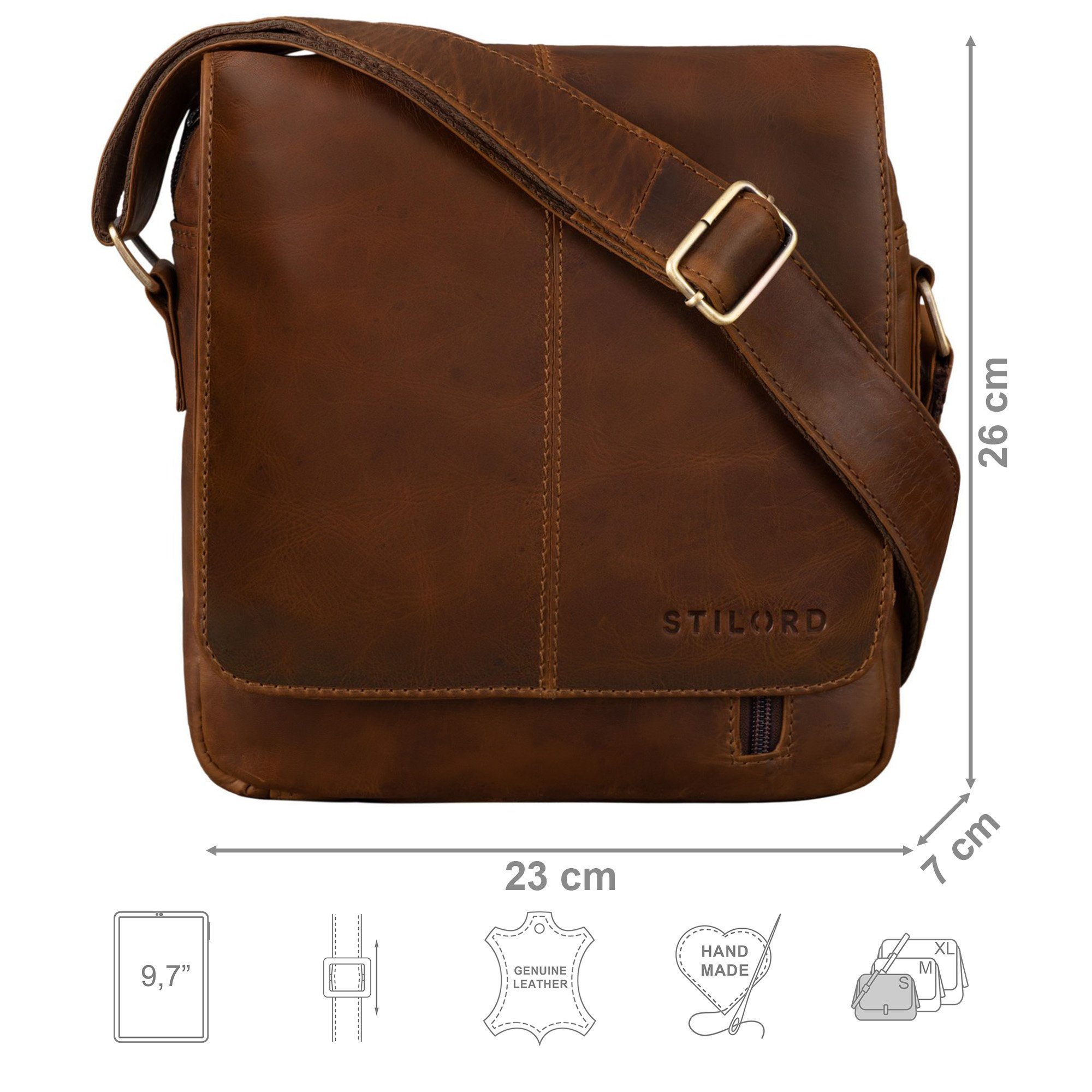 STILORD Schultertasche "Matt" Herrenhandtasche Leder Umhängetasche Männner Vintage