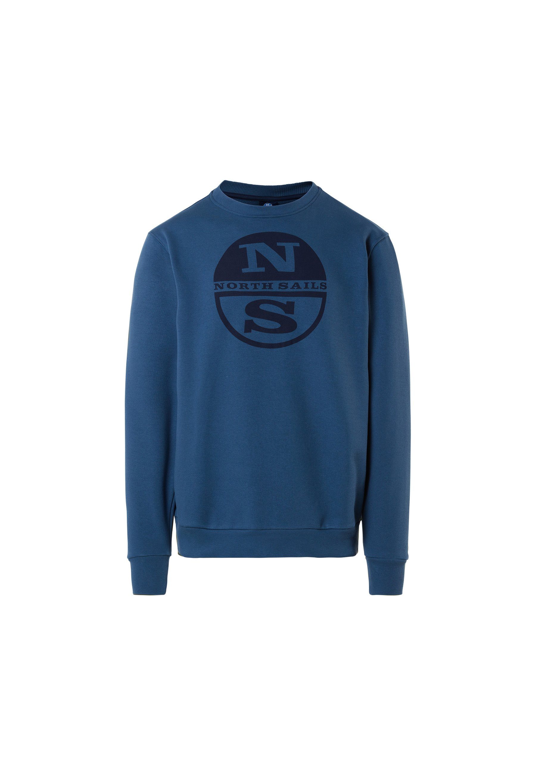 North Sails Fleecepullover Logo-Druck Sweatshirt mit blau