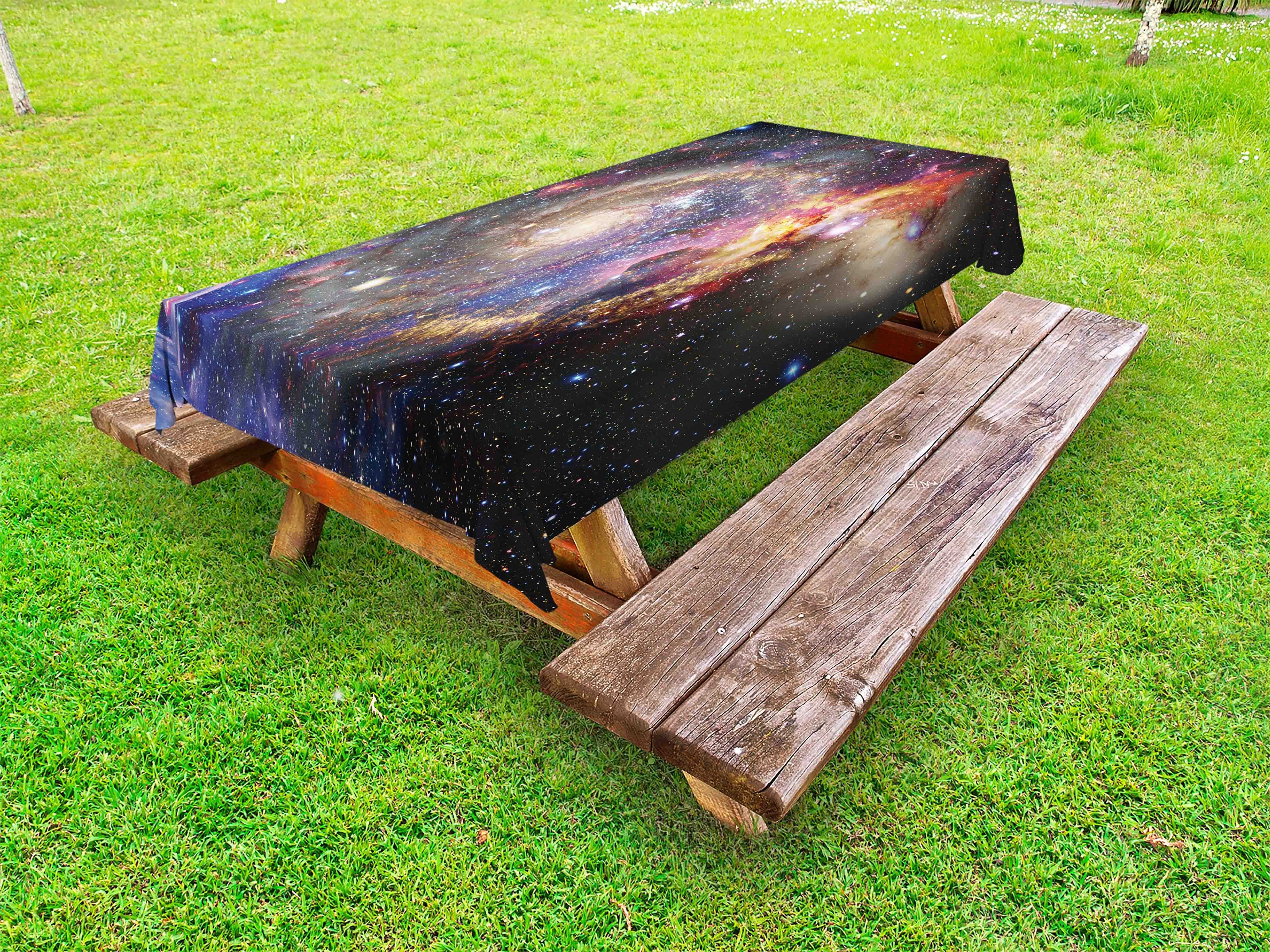 Abakuhaus Tischdecke dekorative waschbare Picknick-Tischdecke, Platz Kosmische Himmel Farbübergänge