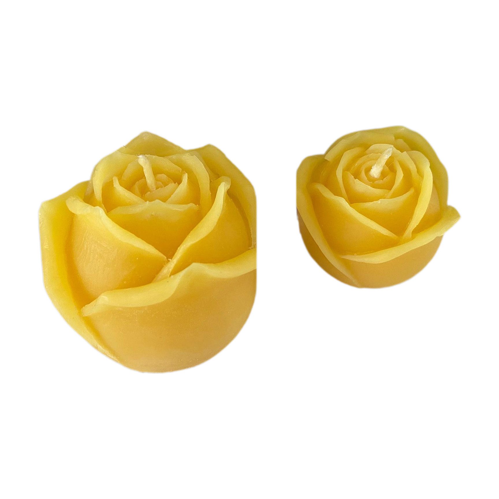 Aspinaworld Bienenwachskerze Rosenkerze 2er Set 6 und 4 cm natur – zwei Größen (2-tlg)