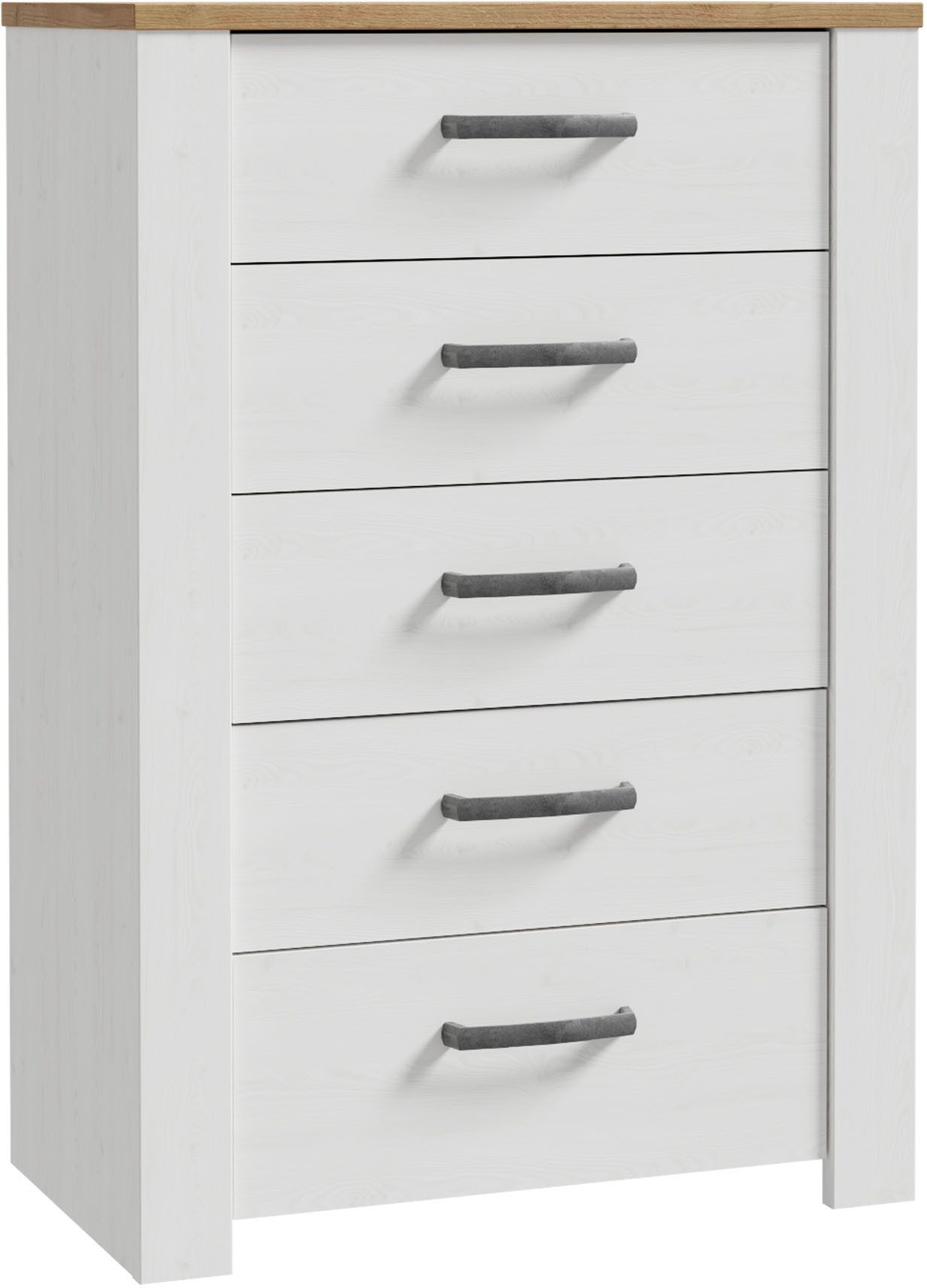FORTE Kommode Bohol, B/H/T71,7/106,2/42 cm, 5 Schubkästen, Landhaus