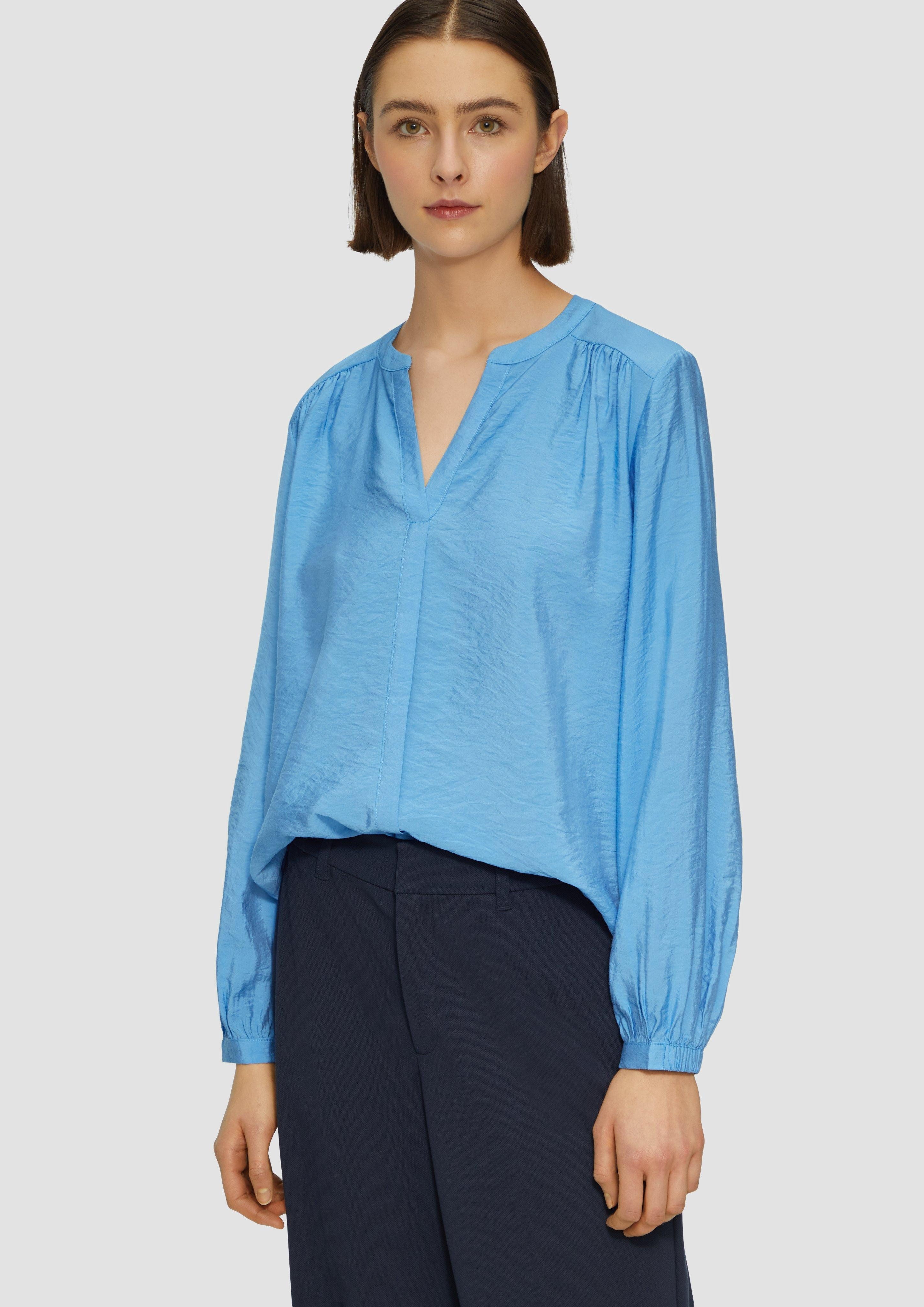 Langarmbluse Bluse aus Viskosemix mit Raffung