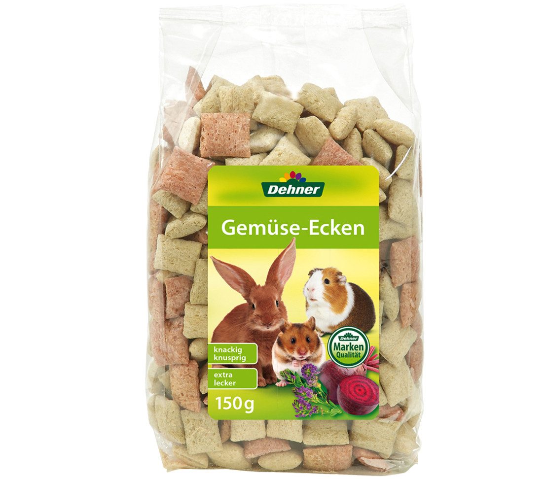 Dehner Gemüse-Ecken für Kaninchen / Nager, 8 x 150 g, für: Kleintiere, knuspriger Nagersnack, mit Proteinen