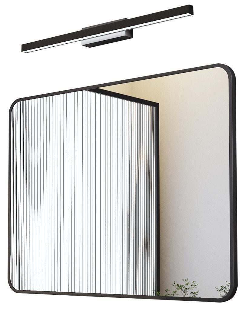 Badspiegel 120x70 mit 60cm LED Spiegelleuchte Spiegel mit Licht Alurahmen