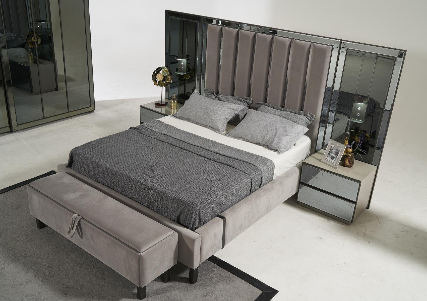 JVmoebel Bett, Metall Design Hotel Schlafzimmer Design Betten Bett Polster Doppelbett