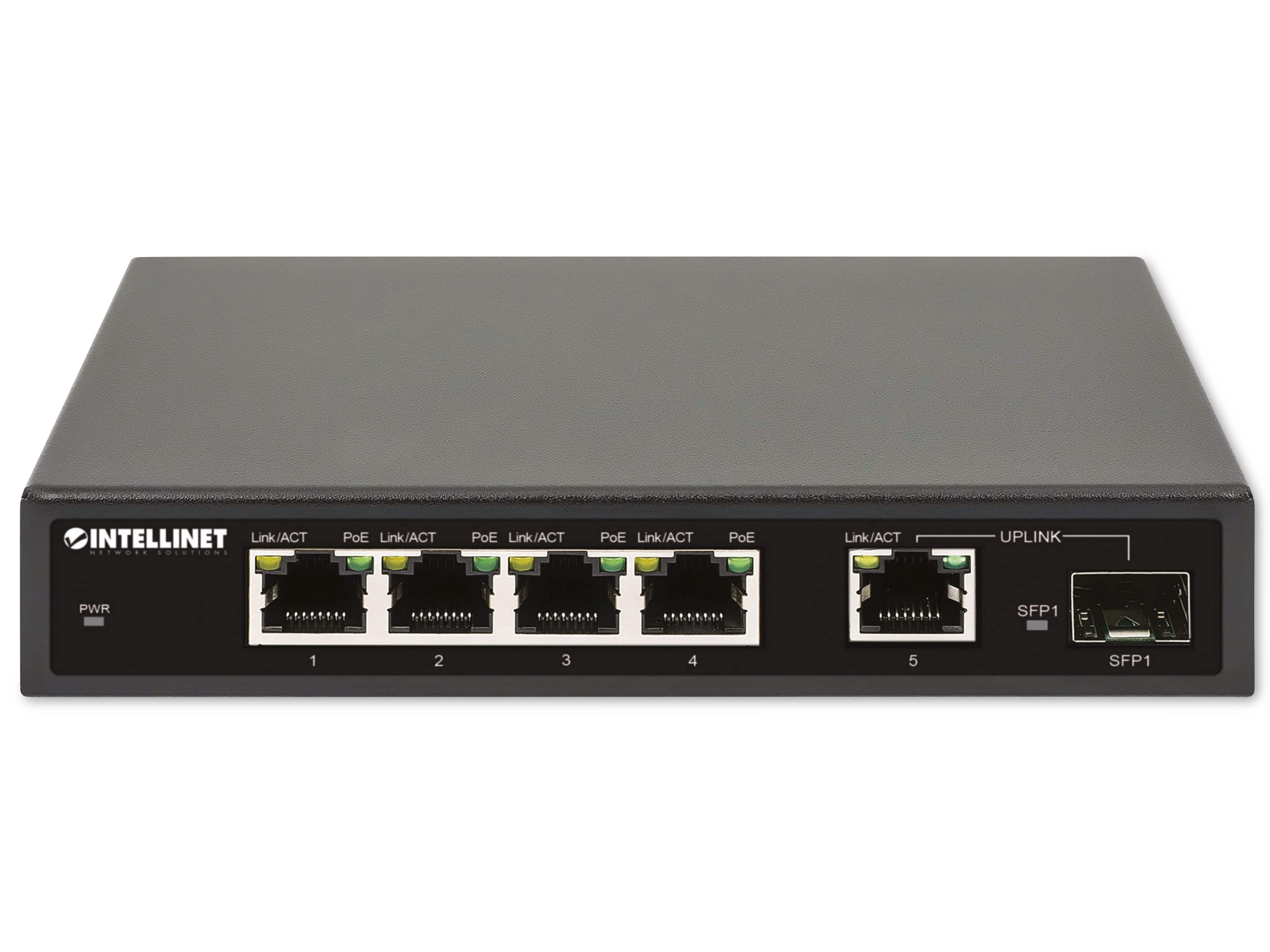 INTELLINET 5-Port Netzwerk-Switch PoE+, Netzwerk-Switch Intellinet Gigabit