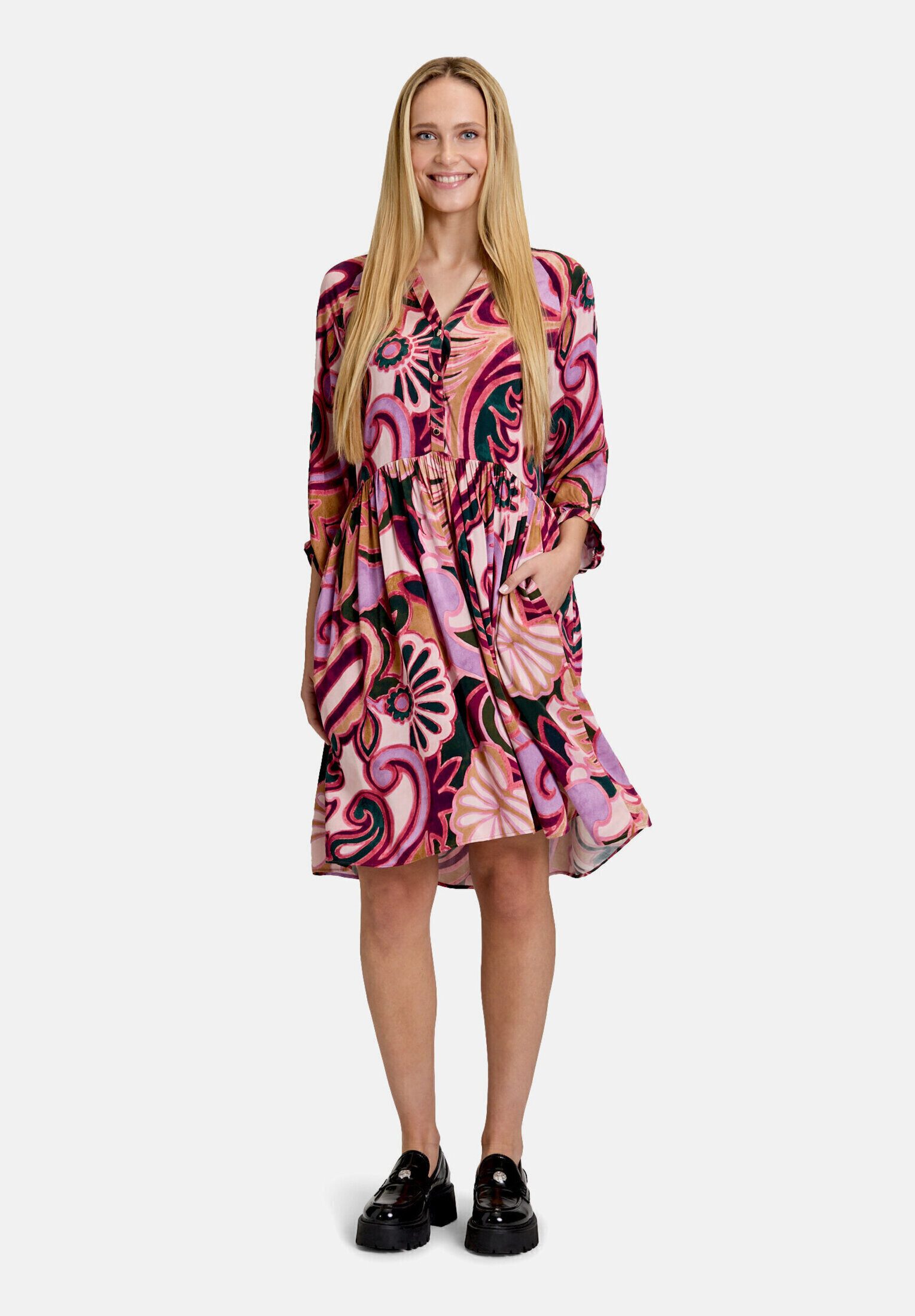 Cartoon Blusenkleid Damen mit Taschen