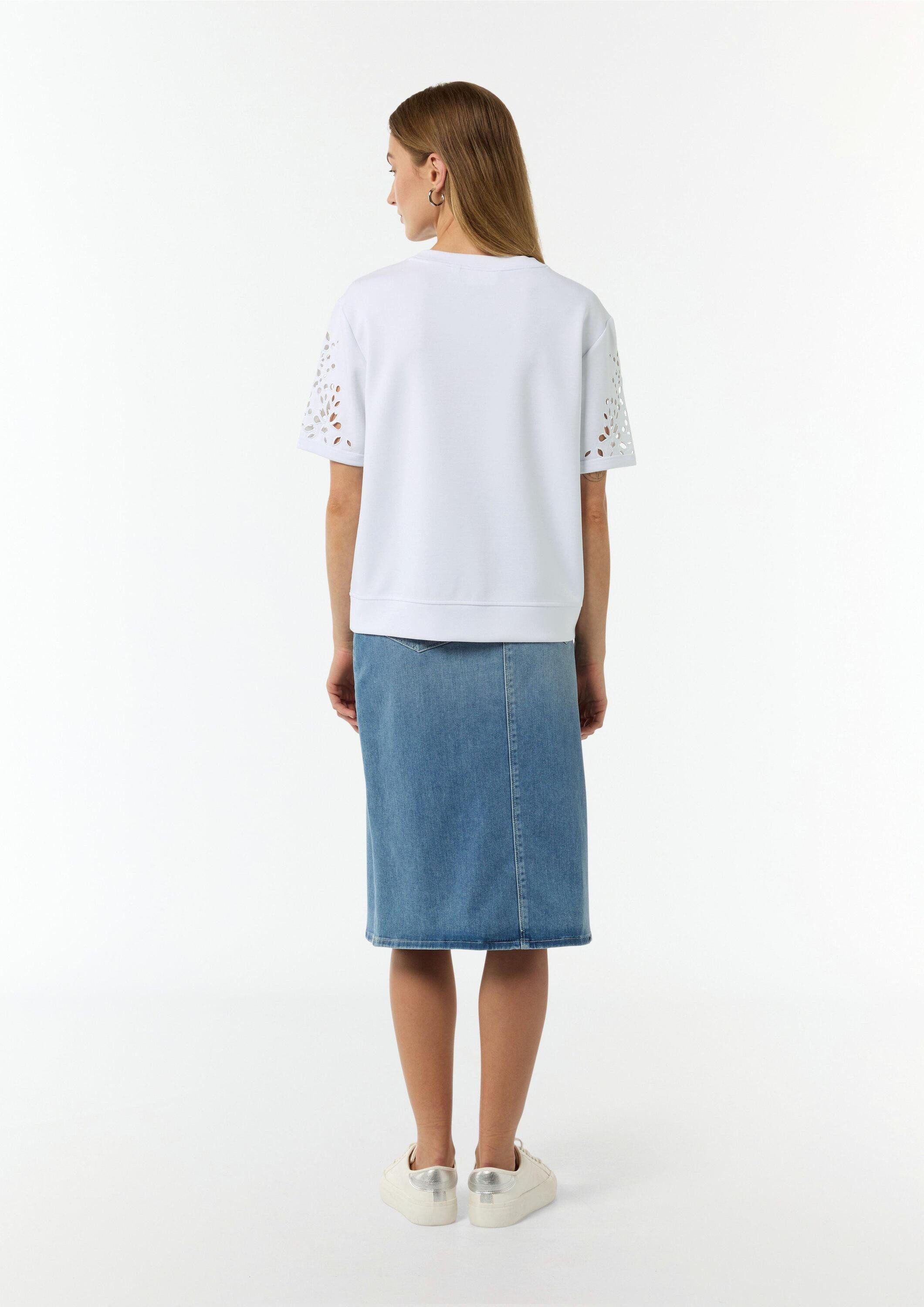 comma Sweatshirt Sweatshirt Scuba-Sweatshirt mit kurzen Ärmeln