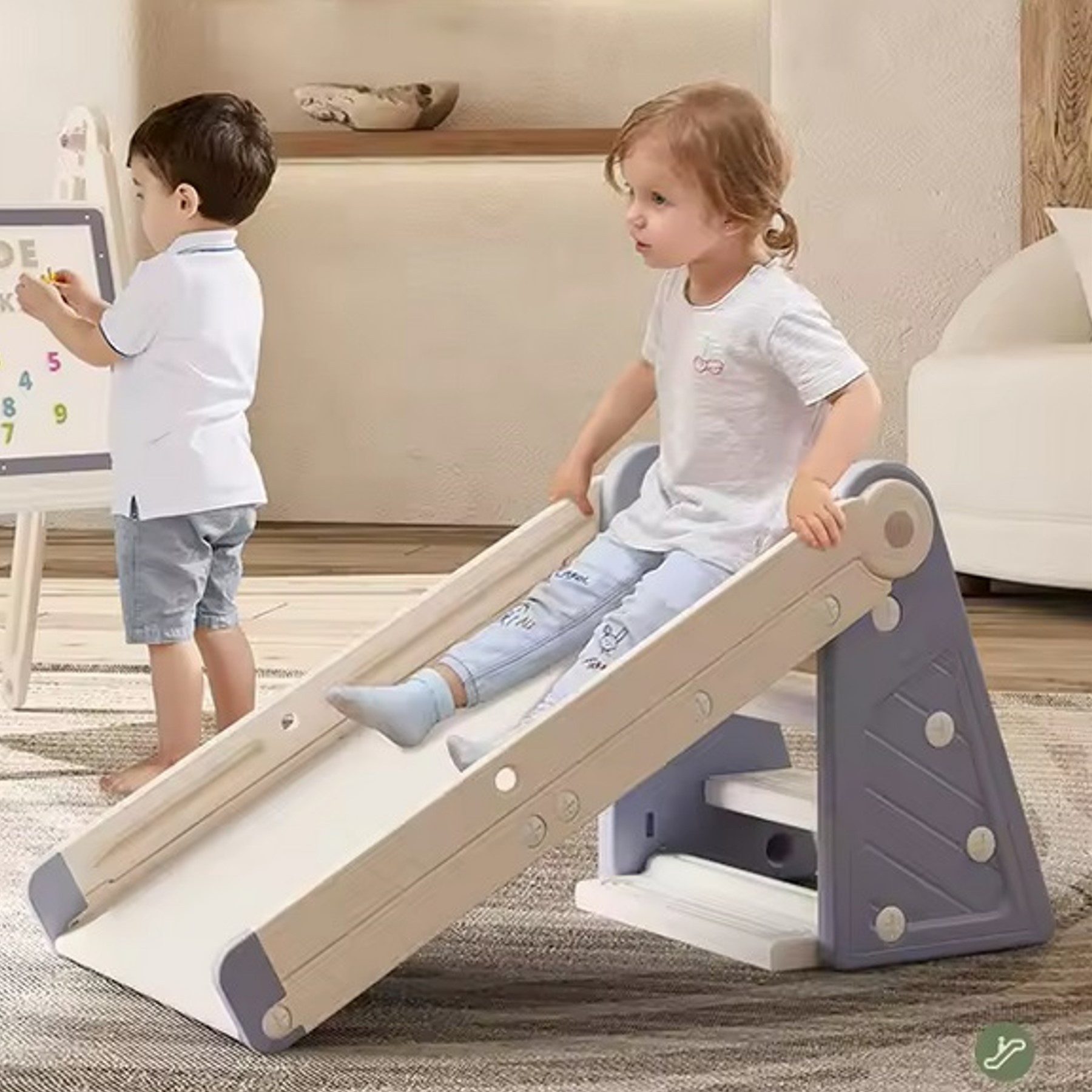 TikTakToo Indoor-Rutsche 4in1 Kleinkindrutsche, Trittleiter, Tafel, Ballspi günstig online kaufen