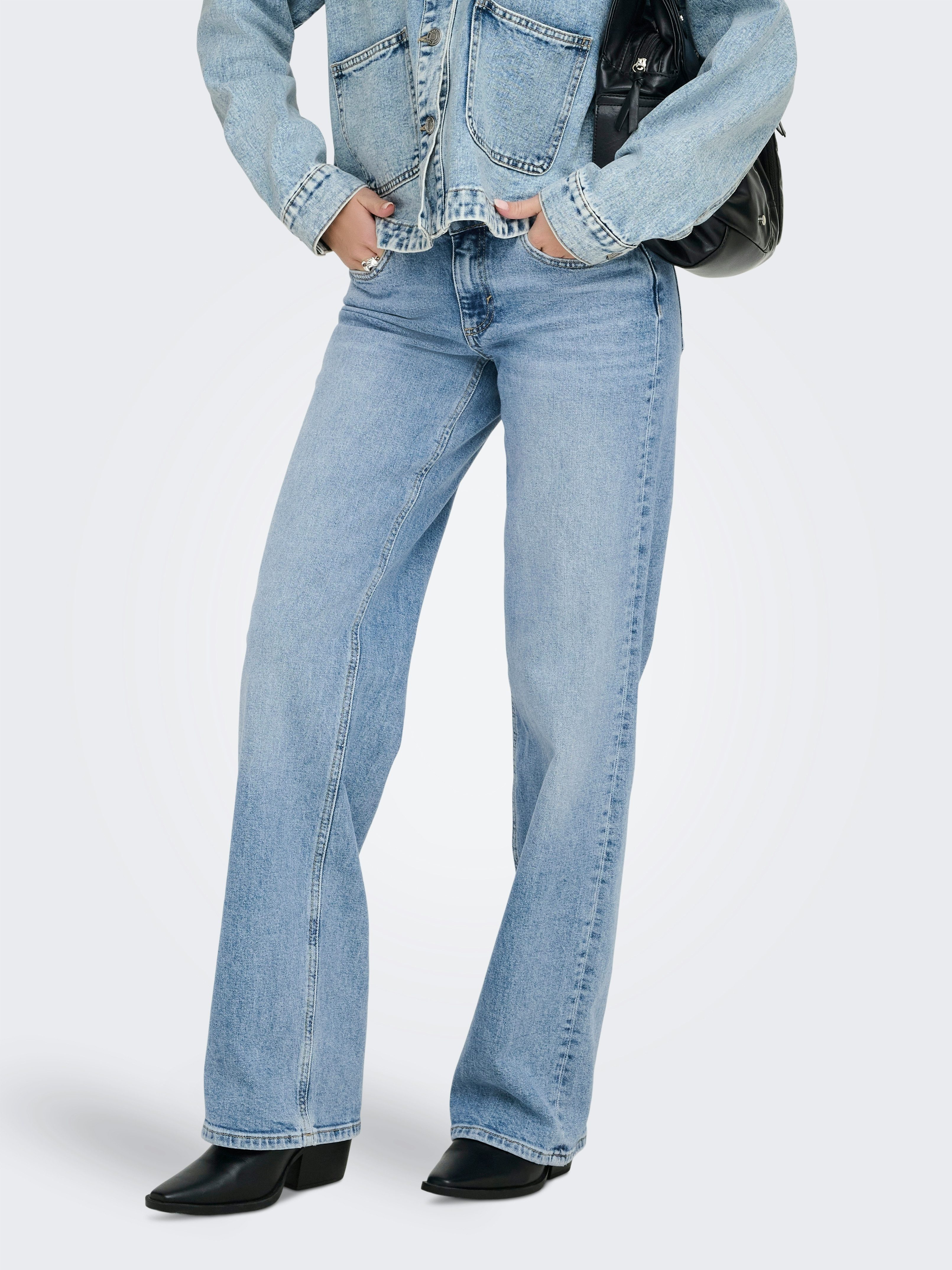 ONLY Low-rise-Jeans ONLJUICY LW WIDE LEG DNM REA365 NOOS Baumwollmischung, wide fit