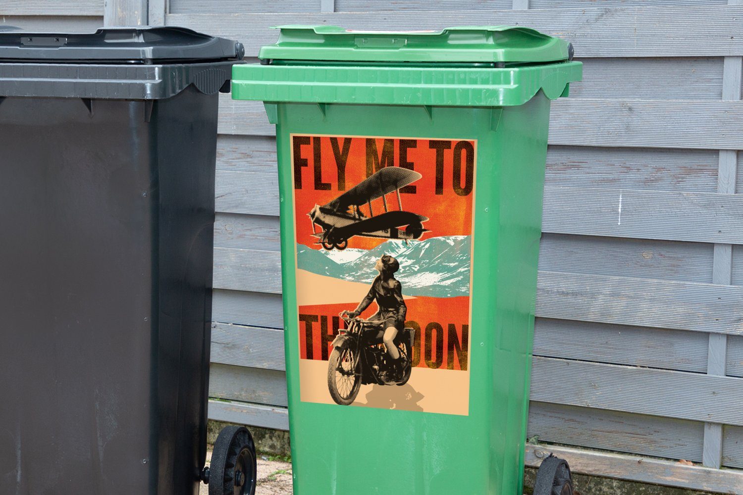 St), Flugzeug Abfalbehälter (1 Wandsticker - Sticker, Mülleimer-aufkleber, MuchoWow - - Motor Zitat Container, Vintage Mülltonne,