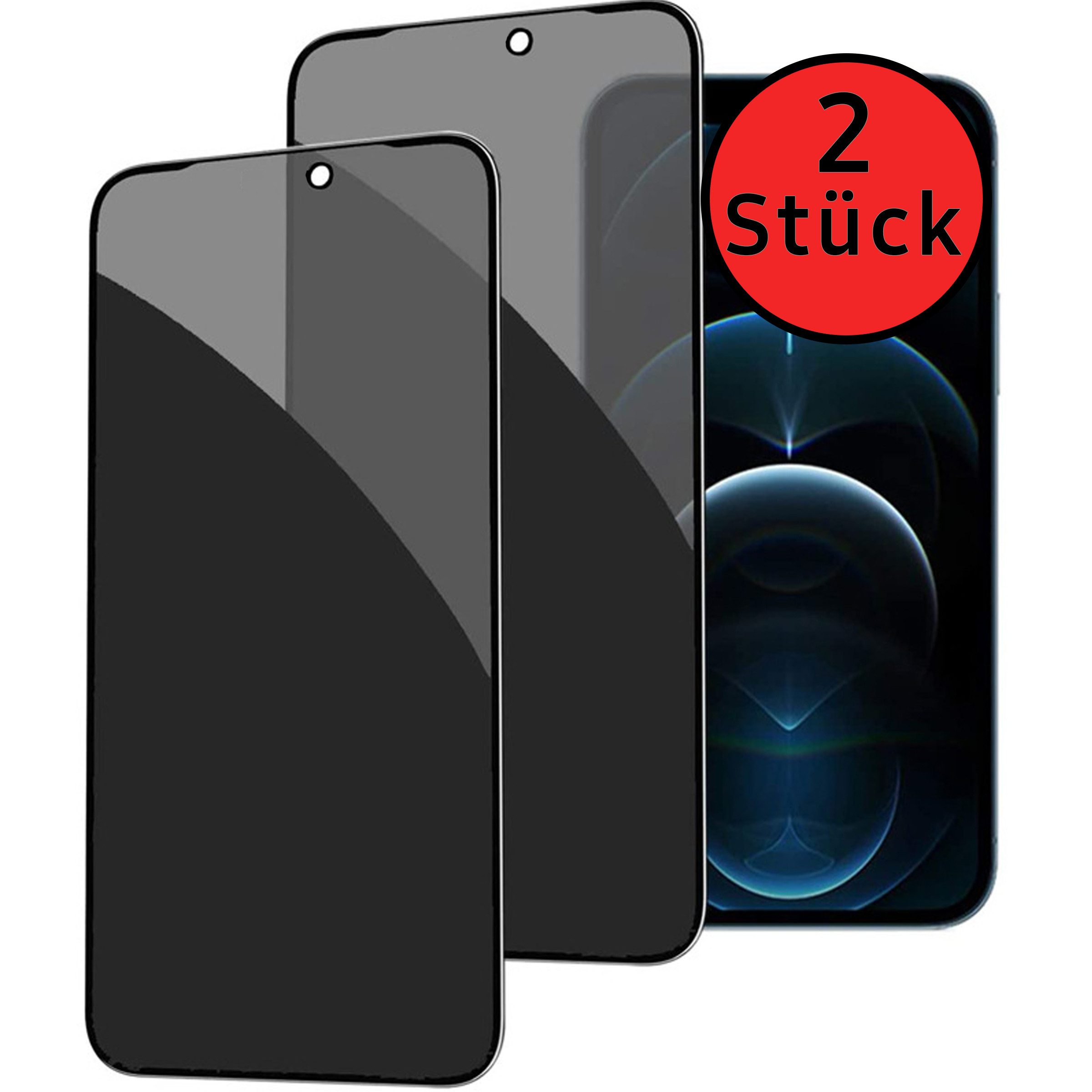 TK-Handel Displayschutzfolie panzerglas 9H Sichtschutz Schutzglas Schutzfolie Glas Folie für iPhone 14 Pro, Displayschutzfolie, Displayschutz, Hartglas, Displayfolie, screen Protector, display, Echt Glas, 9H gehärtet, Handyschutz, full cover, 2 Stück, han