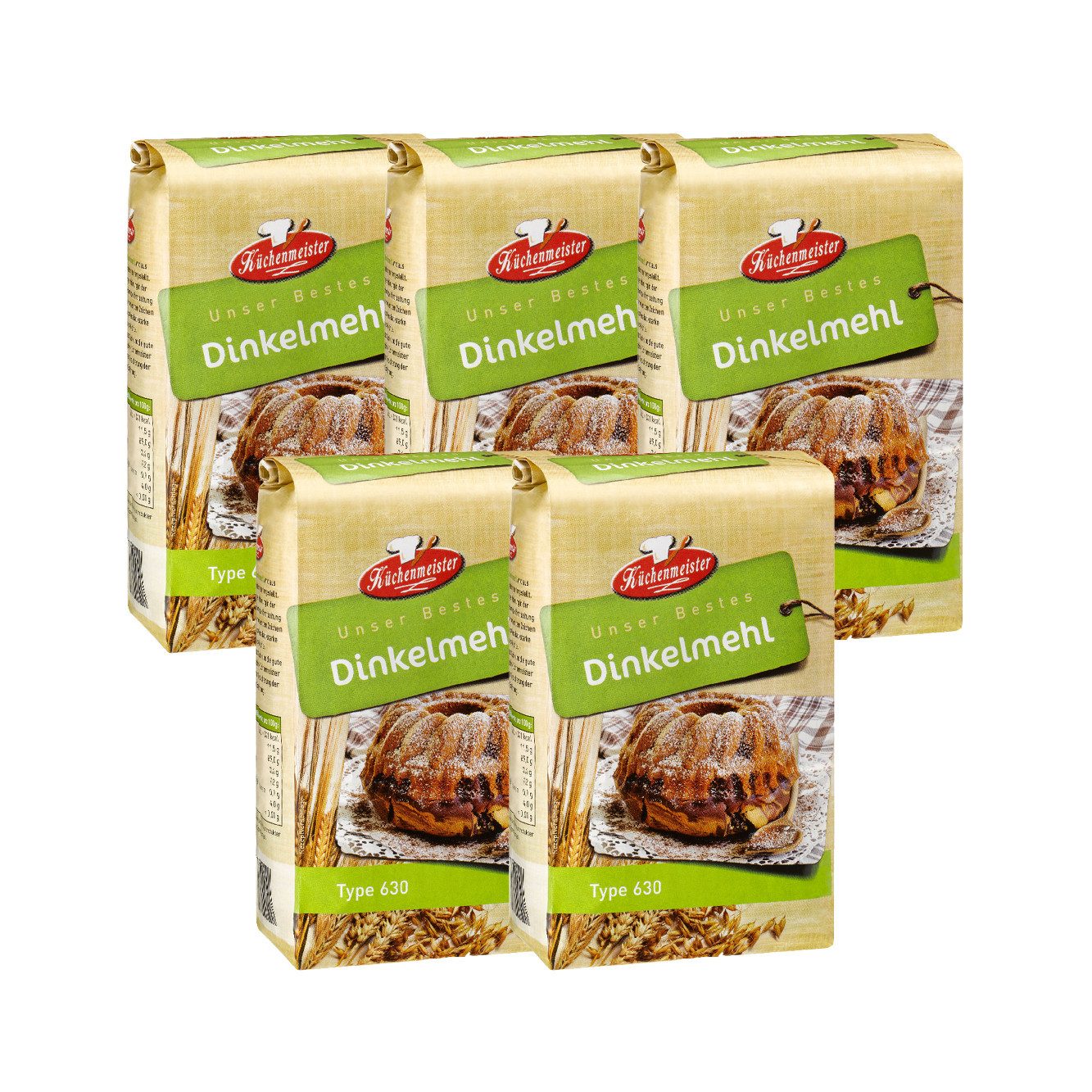 Bielmeier Mehl Dinkelmehl Type 630 5 Stück á 1kg Küchenmeister, 1 x 5000 g, Das Getreide stammt von Landwirten aus der Region(SET230003-5)