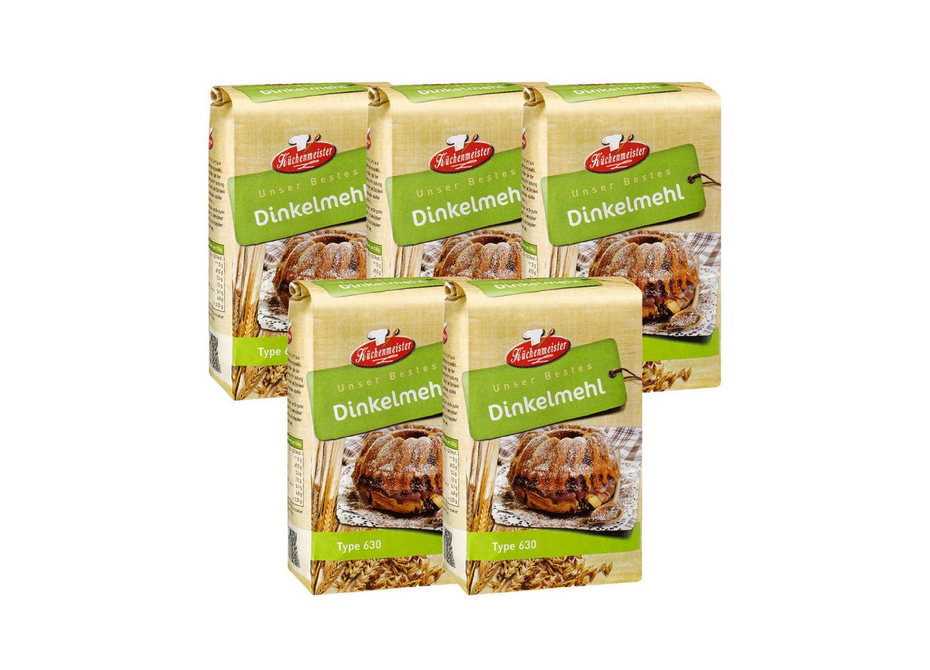 Bielmeier Mehl Dinkelmehl Type 630 5 Stück á 1kg Küchenmeister, 1 x 5000 g, Das Getreide stammt von Landwirten aus der Region(SET230003-5)