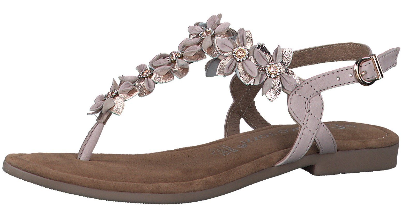 MARCO TOZZI Sandale mit aufwendiger Blütenverzierung rosé-metallic