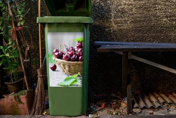 MuchoWow Wandsticker Korb - Kirsche - Obst (1 St), Mülleimer-aufkleber, Mülltonne, Sticker, Container, Abfalbehälter