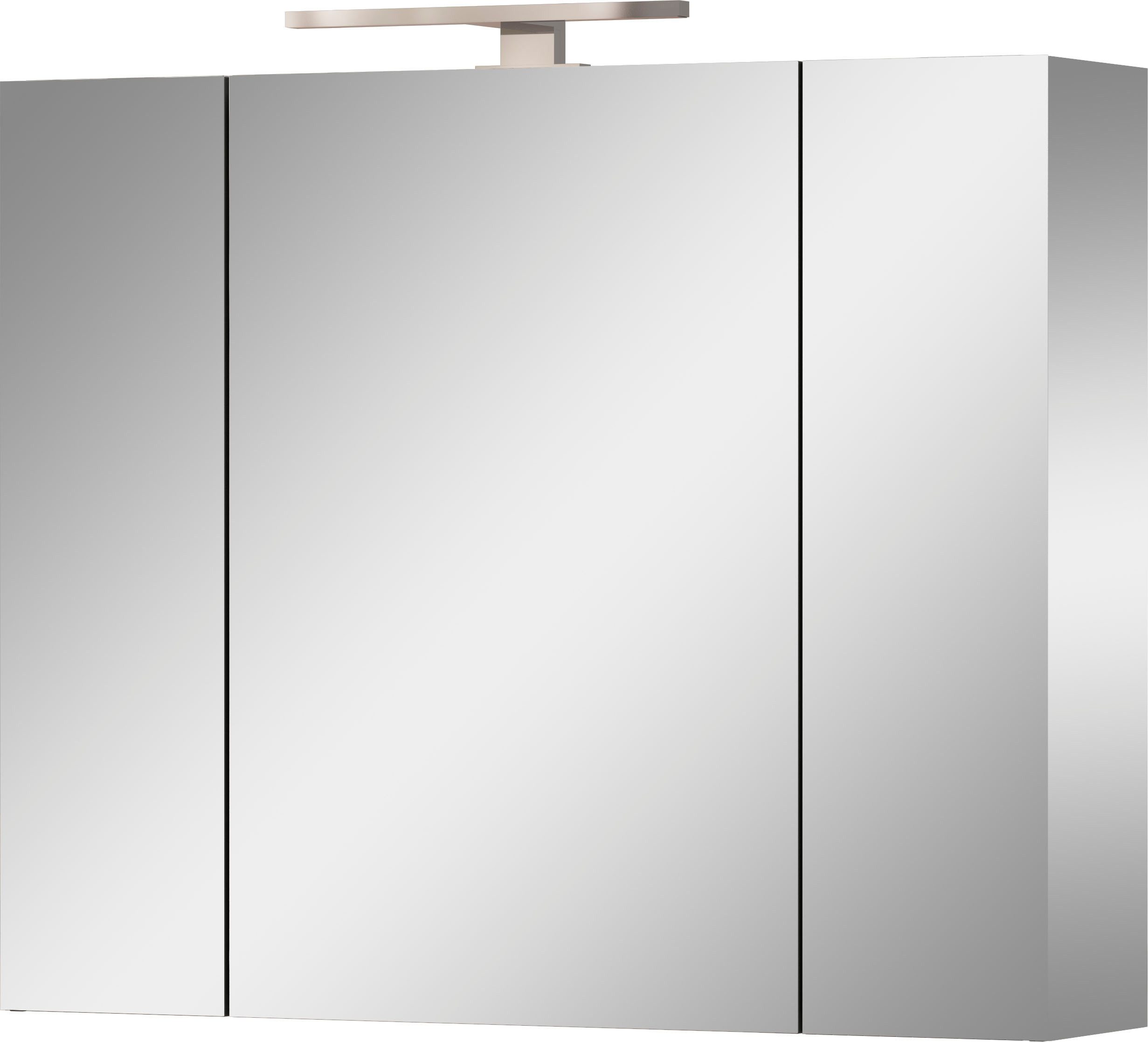 GERMANIA Spiegelschrank Spiegelschrank (1-St) 3-türiger Spiegelschrank mit LED-Beleuchtung und Steckdose