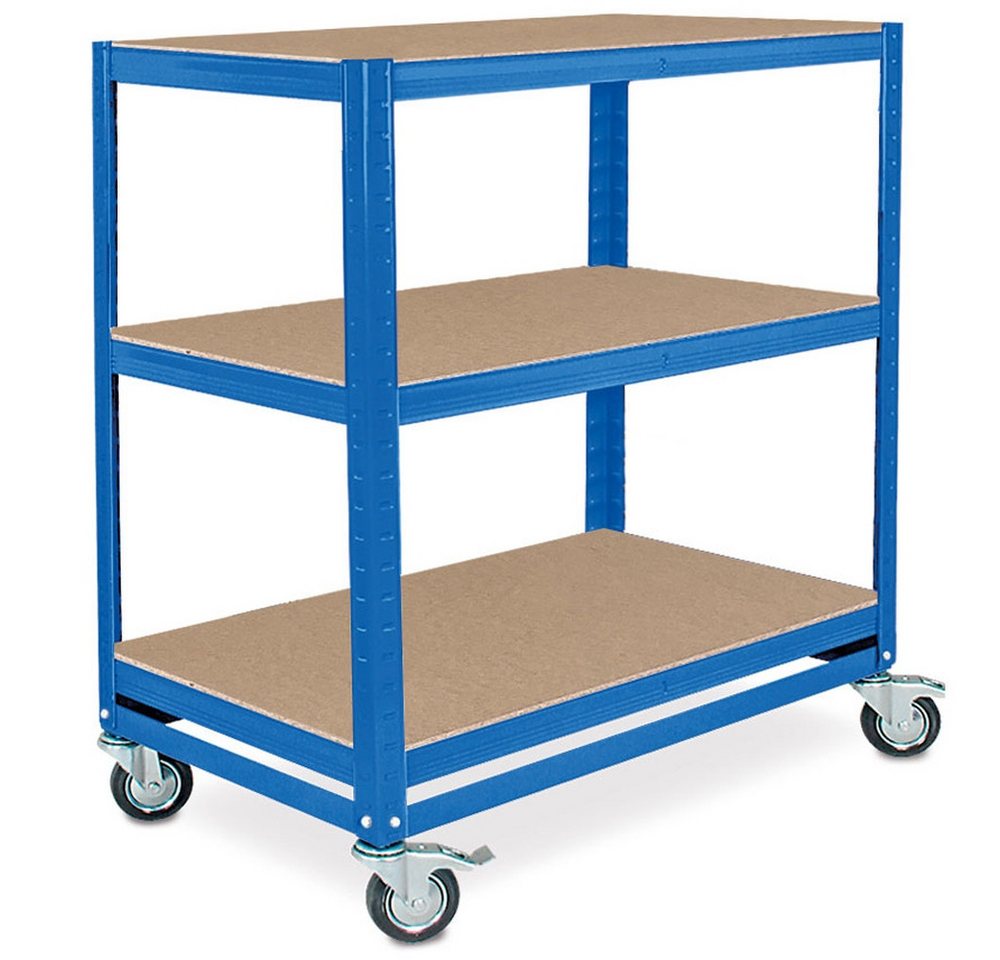 BRB-Lagertechnik Regaltransportwagen Kommissionierwagen mit 3 Ebenen, BxTxH 900x500x1030 mm, Praktischer Schwerlast-Regalwagen