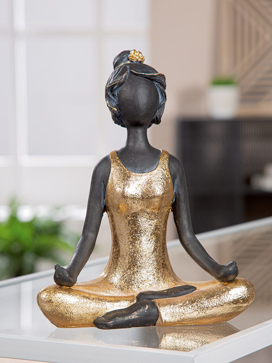 MF Dekofigur Dekofigur Elenya Yoga Frau Gold Schwarz 20 cm sitzend (1 St) günstig online kaufen