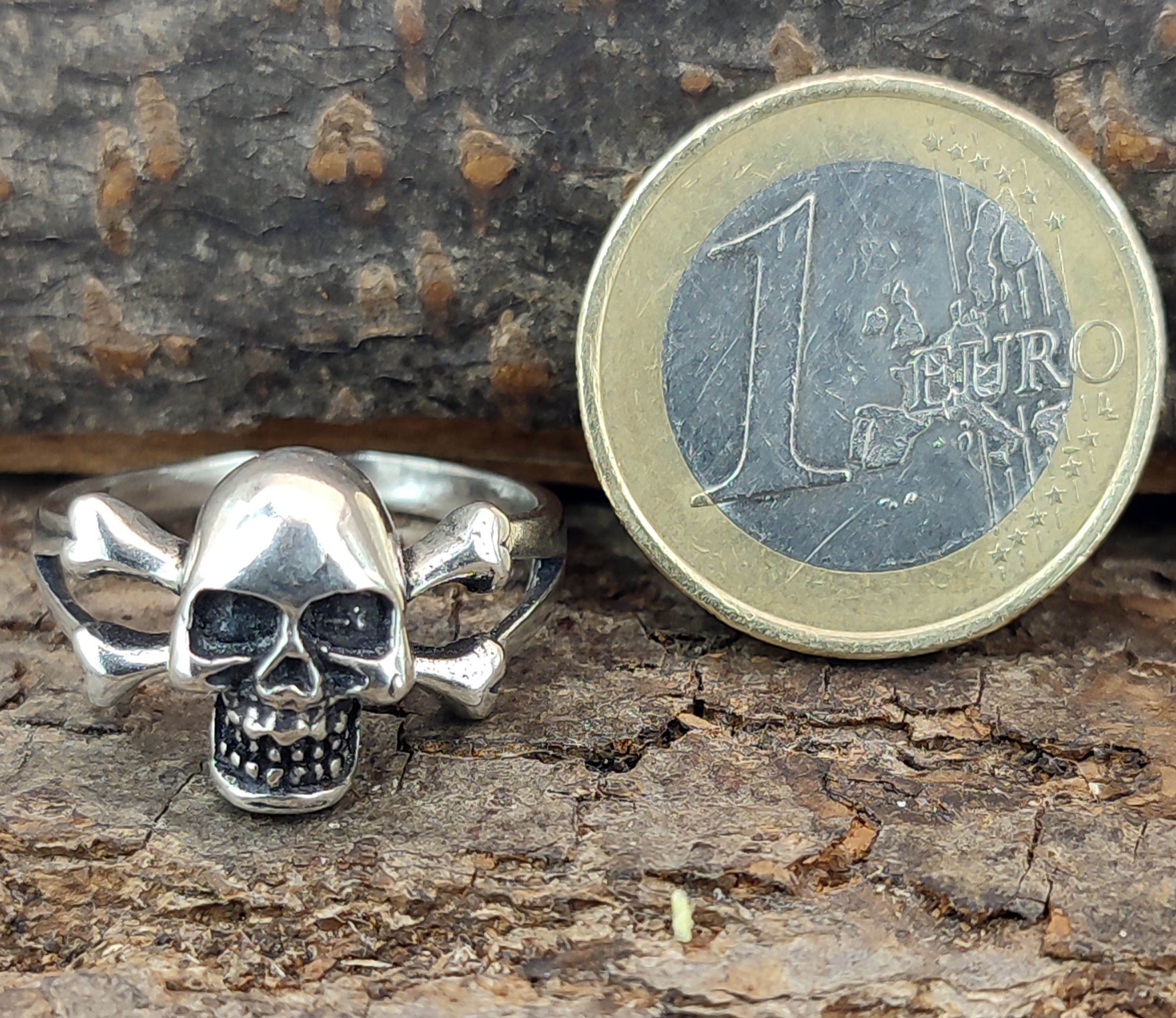 Totenkopf, Silber of Gr. 50-68 Kiss - Ring (tk14) Silberring Leather