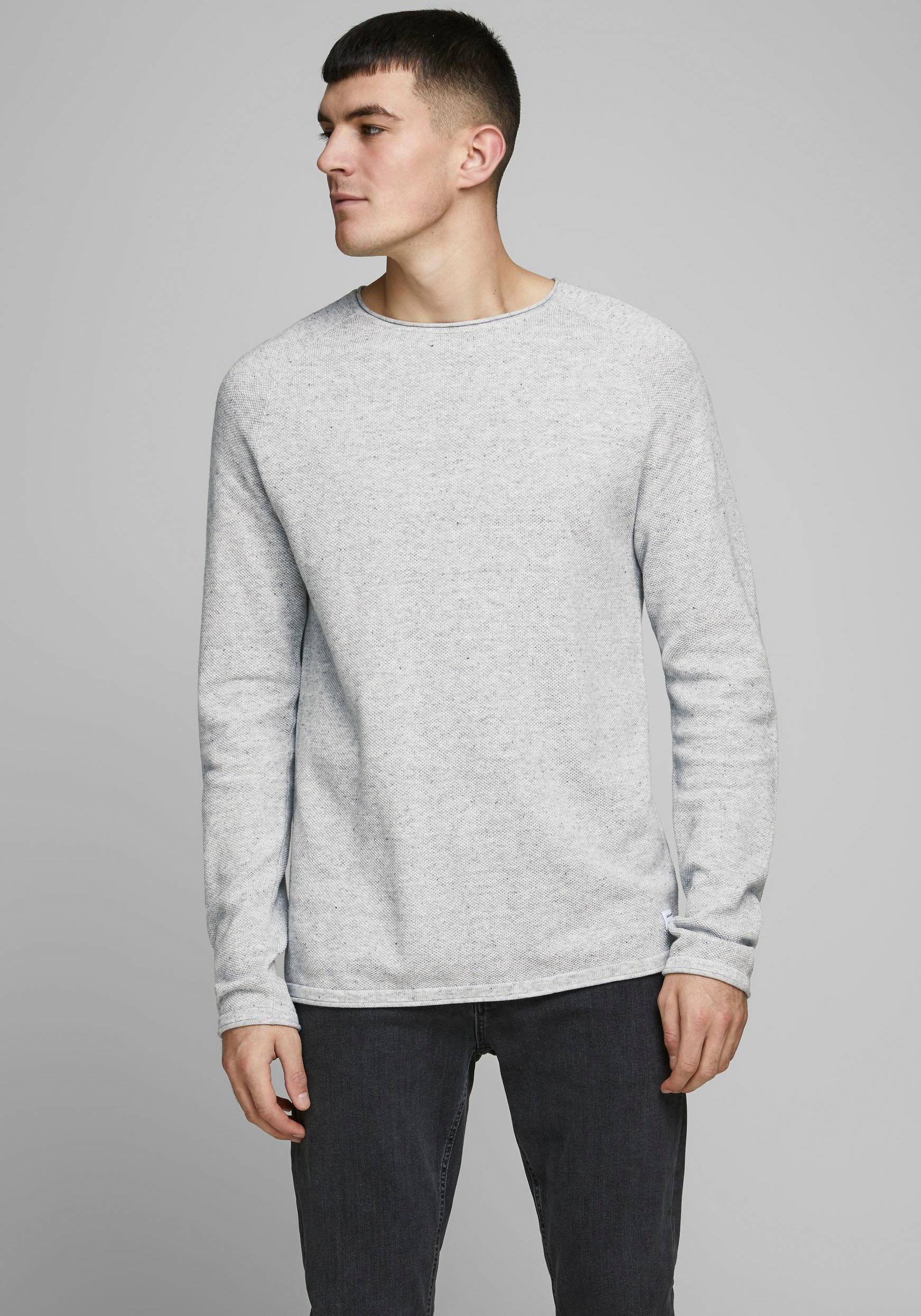 Jones light Jack HILL & Rundhalspullover melange grey KNIT