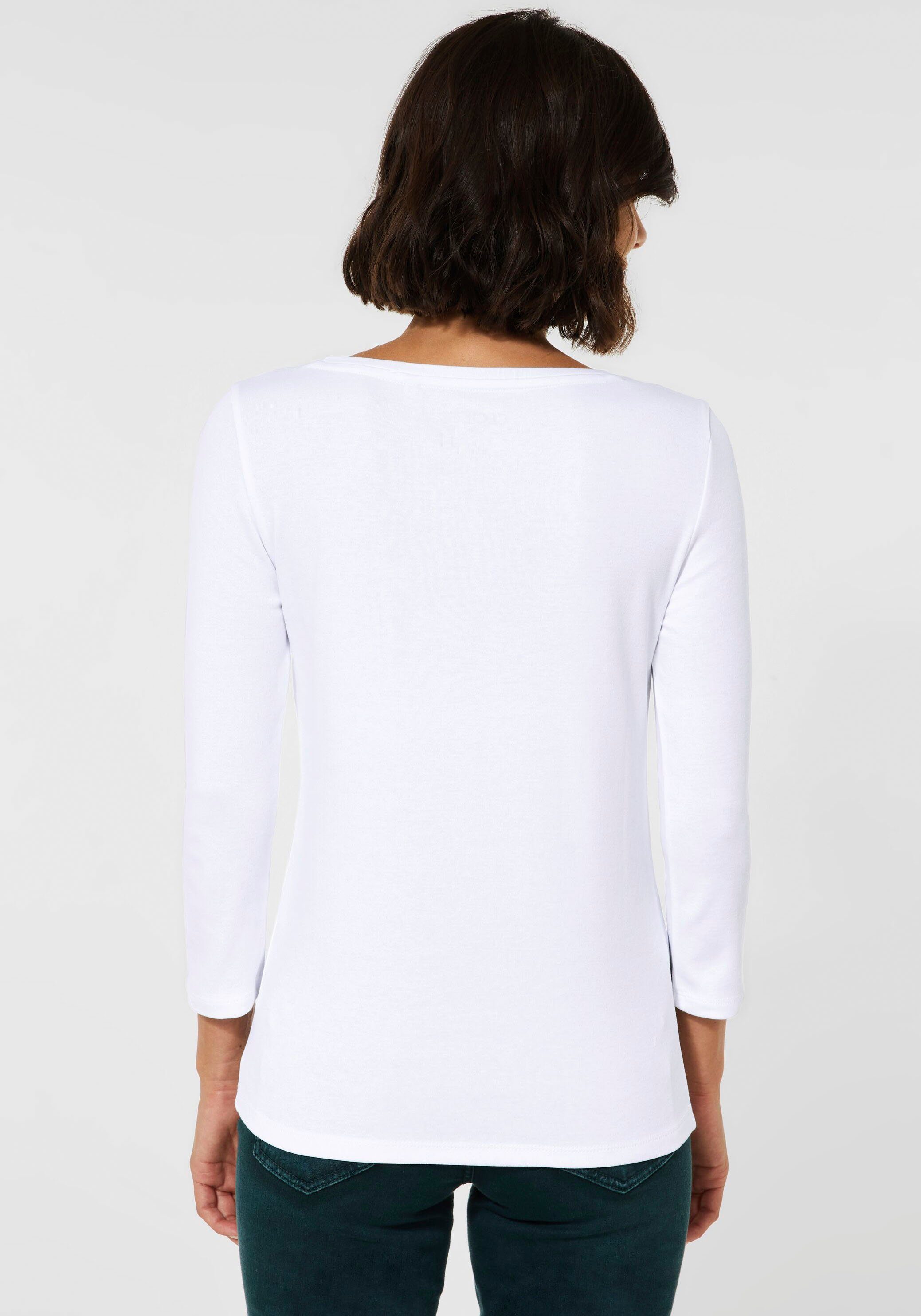 Cecil 3/4-Arm-Shirt White U-Boot-Ausschnitt mit klassischem