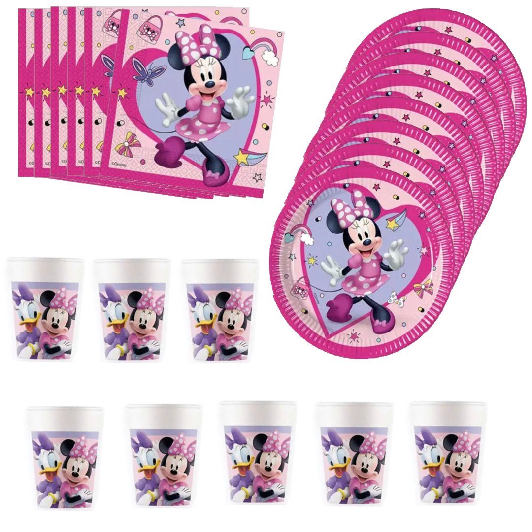 Minnie Geburtstag Deko 36tlg. Disney Kinder Minnie Disney Einweggeschirr-Set (36-tlg) Maus Mouse Set