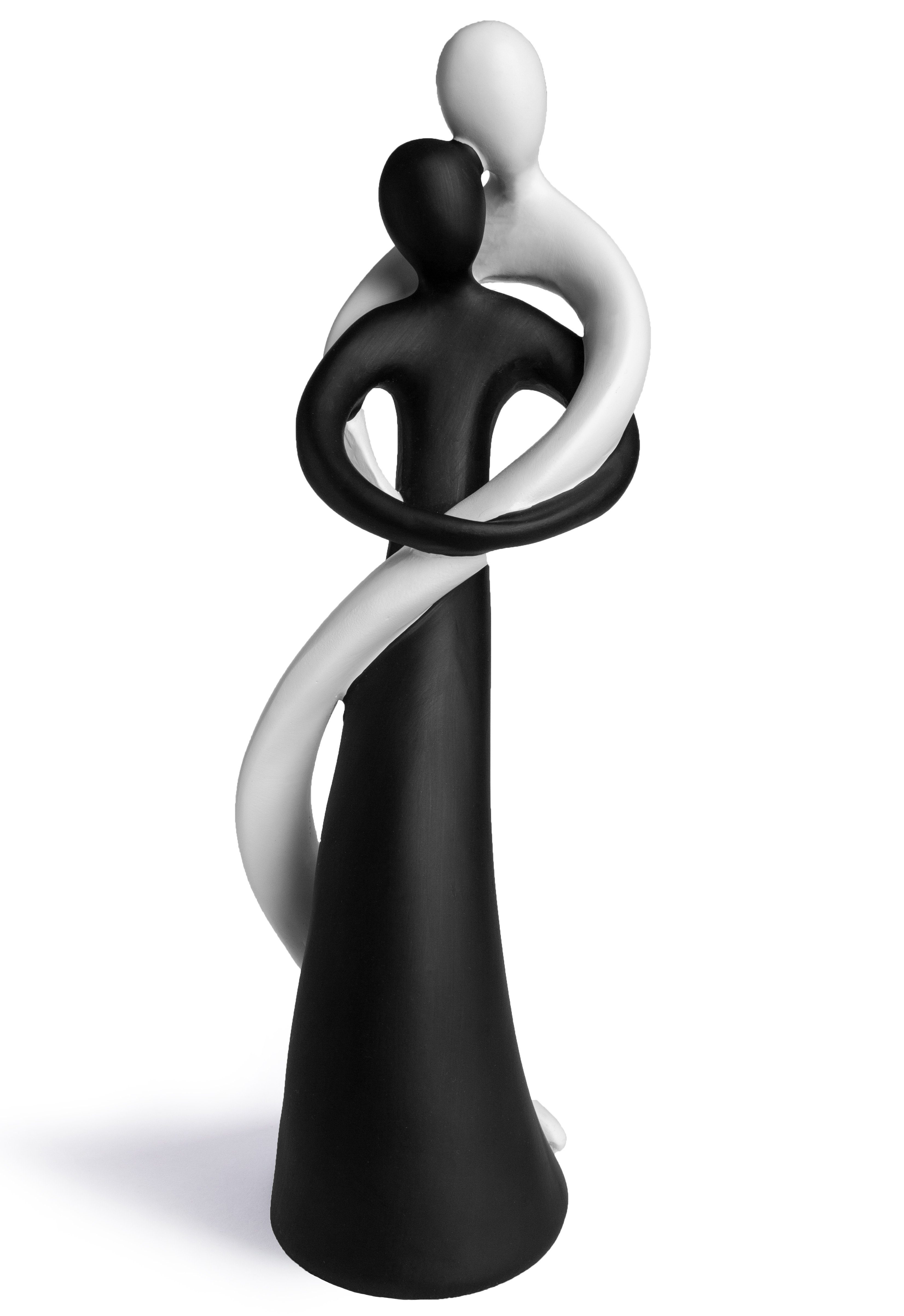 handbemalte hoch Dekofigur - stilvolles Schwarz Harmonisches Paar in Feinknick aus Symbol Skulptur 27cm & Marmorit Liebe, Weiß für