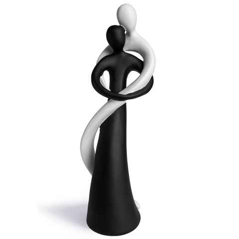 Feinknick Dekofigur Harmonisches Paar in Schwarz & Weiß - stilvolles Symbol für Liebe, handbemalte Skulptur aus Marmorit 27cm hoch