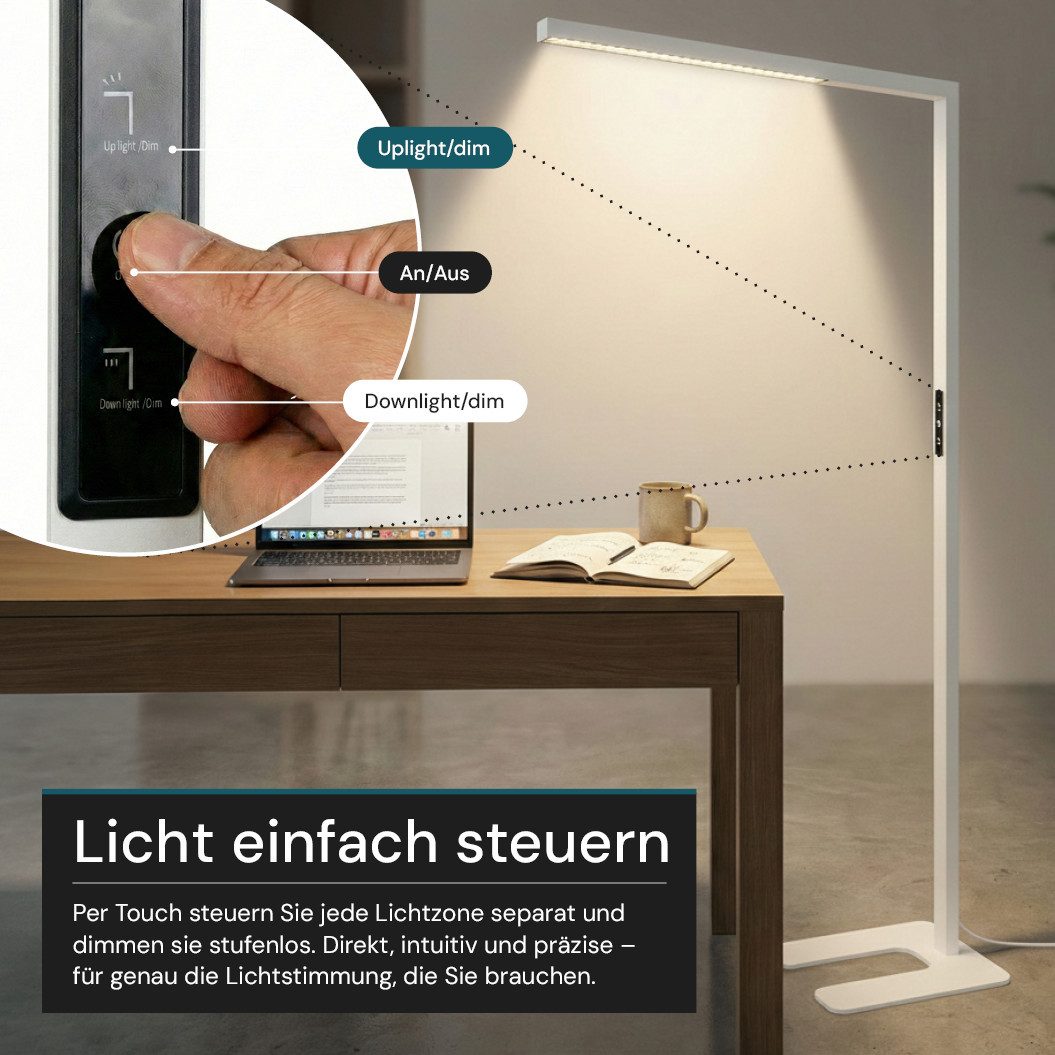 LUXULA LED Stehlampe LUXULA LED Stehleuchte 45 W 4000 K Neutralweiß Weiß, Neutralweiß – Bild 4 von 5