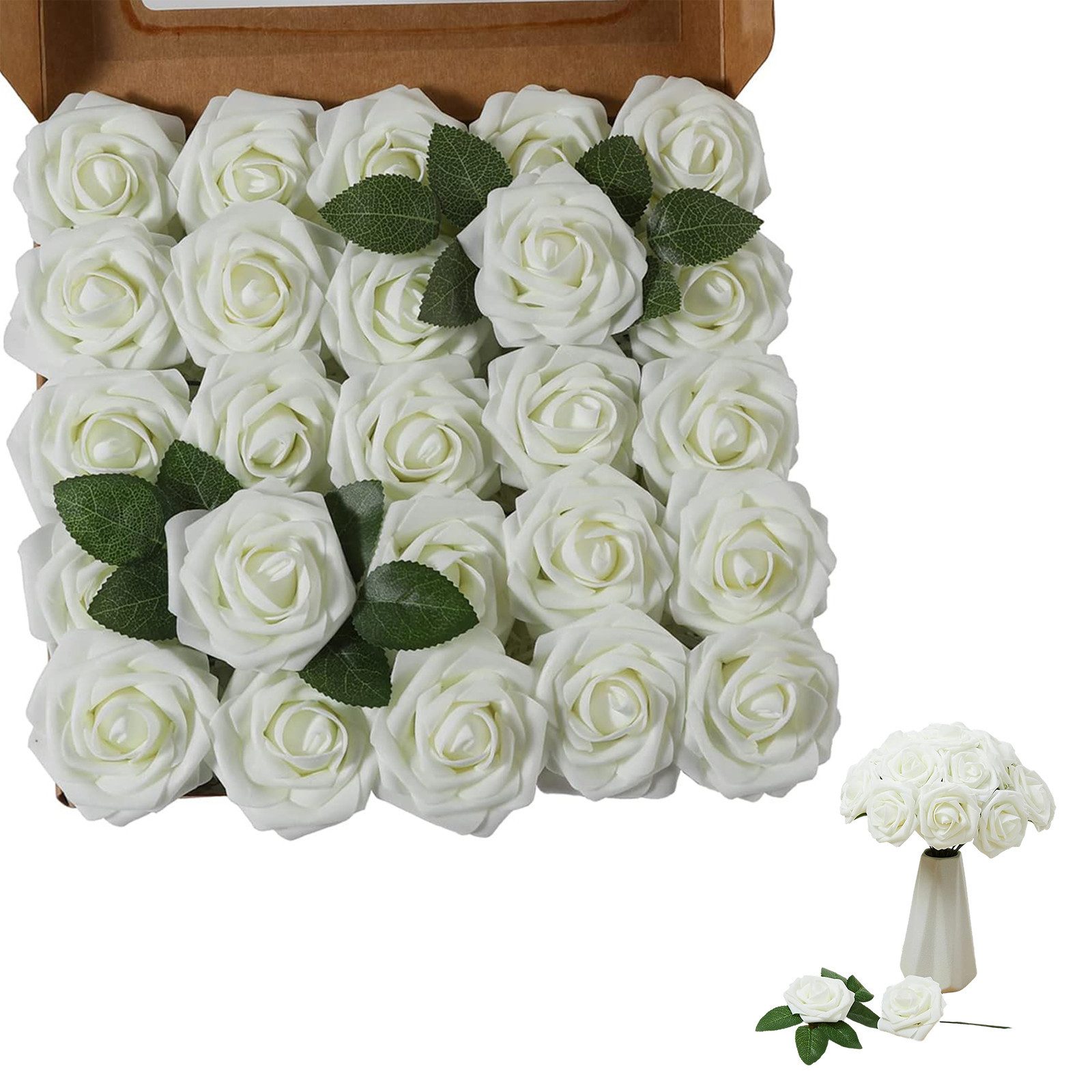 Kunstblume 25er Set Künstliche Schaumrosen Rose, günstig online kaufen