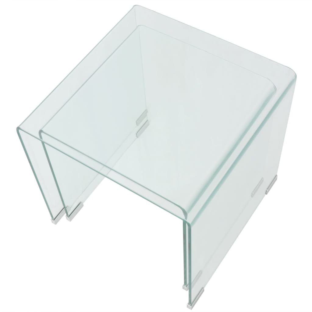 Glas Transparent gehärtetem vidaXL Zweiteiliges Transparent aus Transparent | Satztisch-Set (2-St) Couchtisch
