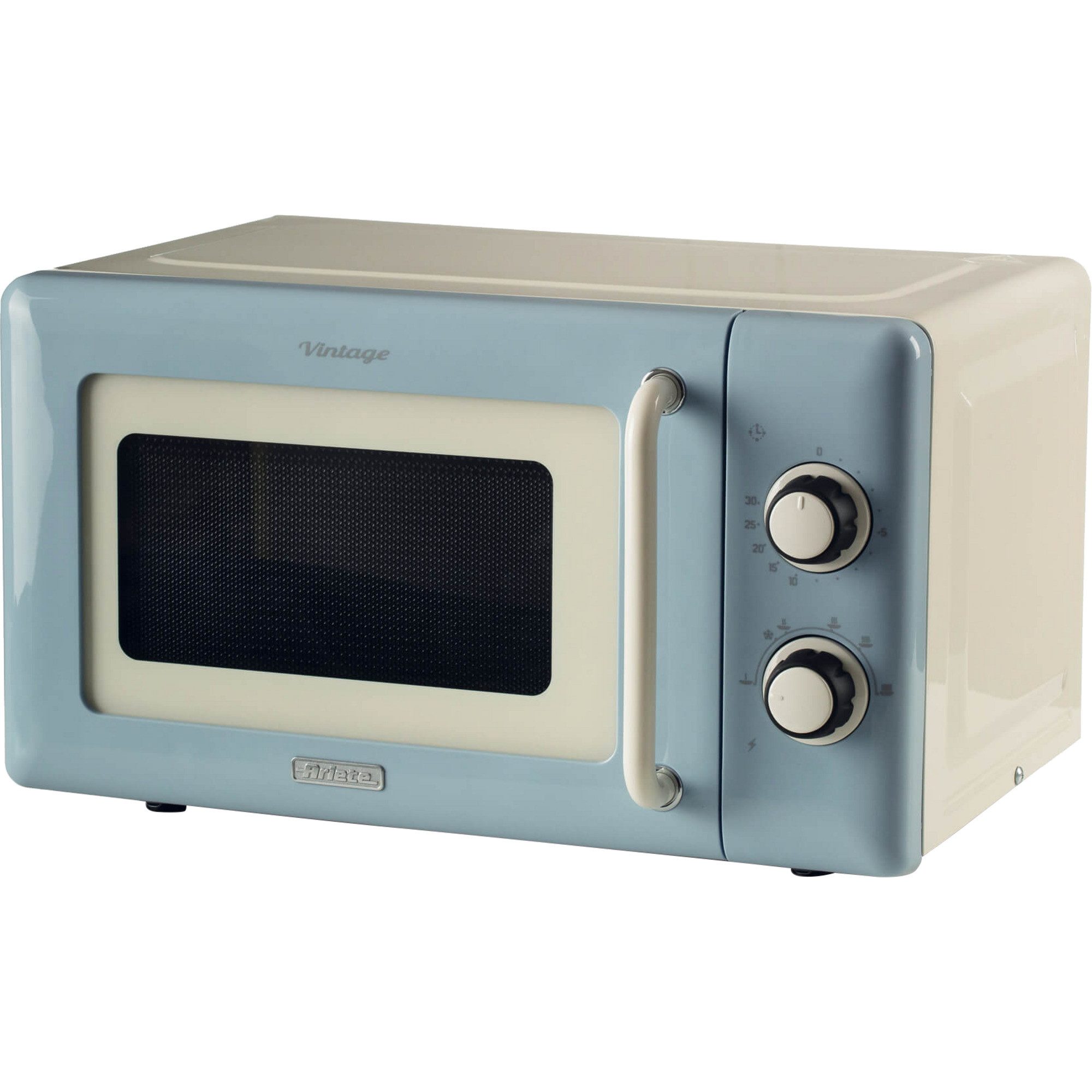 Ariete Mikrowelle 3960 Vintage, 20 l, Kompaktmikrowelle, Auftaugerät, Drehregler, Retro Küche, Drehteller