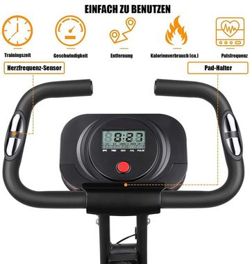 MVPower Heimtrainer X Bike, Heimtrainer Fahrrad Klappbar (mit 6kg Schwungrad), 8 Widerstandsstufen, LCD-Bildschirm, Transporträdern