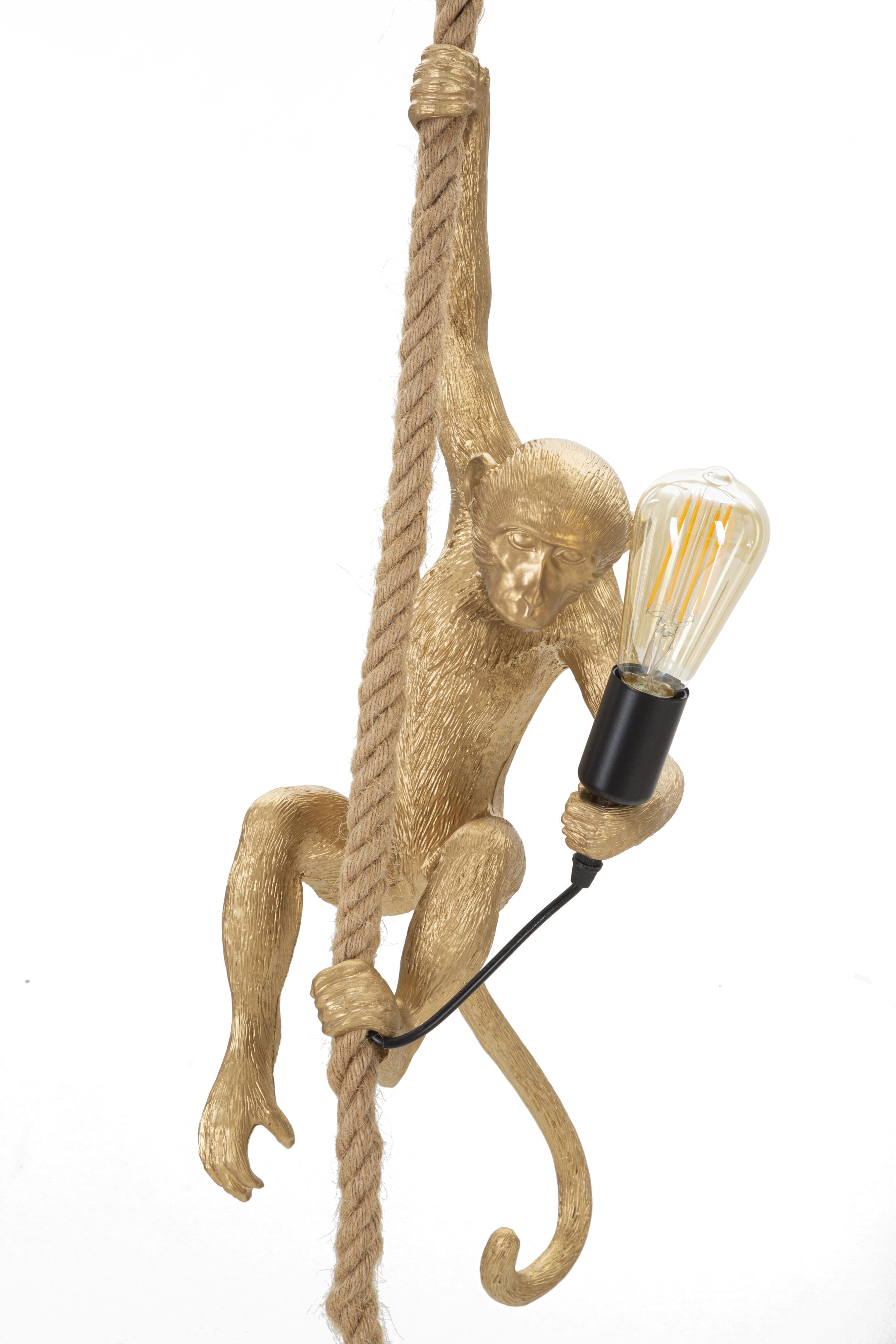 Mauro Ferretti Hängeleuchte Monkey Haengelampe Gold Resin Rope Glam Design