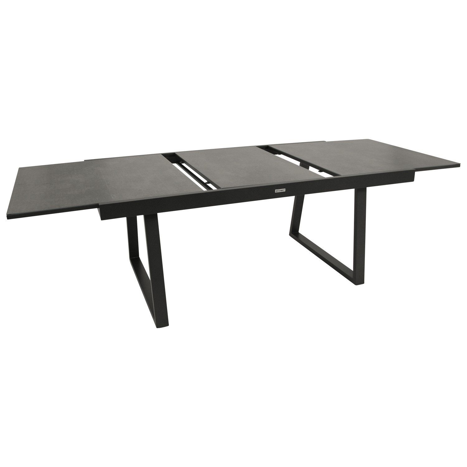 DEGAMO Gartentisch REIMS ausziehbar, 180/240x100cm, Aluminium anthrazit, Glas Keramtikoptik grau