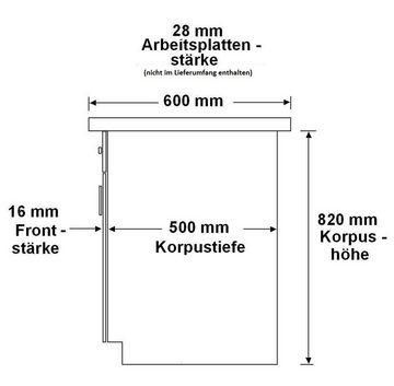Küchen-Preisbombe Unterschrank 60 cm Küche Bianca Weiß Hochglanz + Grau Küchenzeile Küchenblock