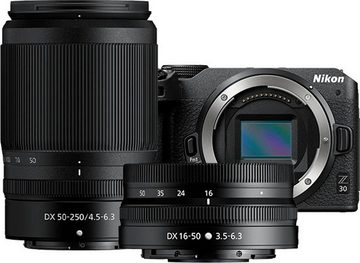 Nikon Kit Z 30 + 16–50 + 50–250 VR Systemkamera (NIKKOR Z DX 16–50 mm 1:3,5–6,3 VR, NIKKOR Z DX 50–250 mm 1:4,5–6,3 VR, 20,9 MP, Bluetooth, WLAN (Wi-Fi)