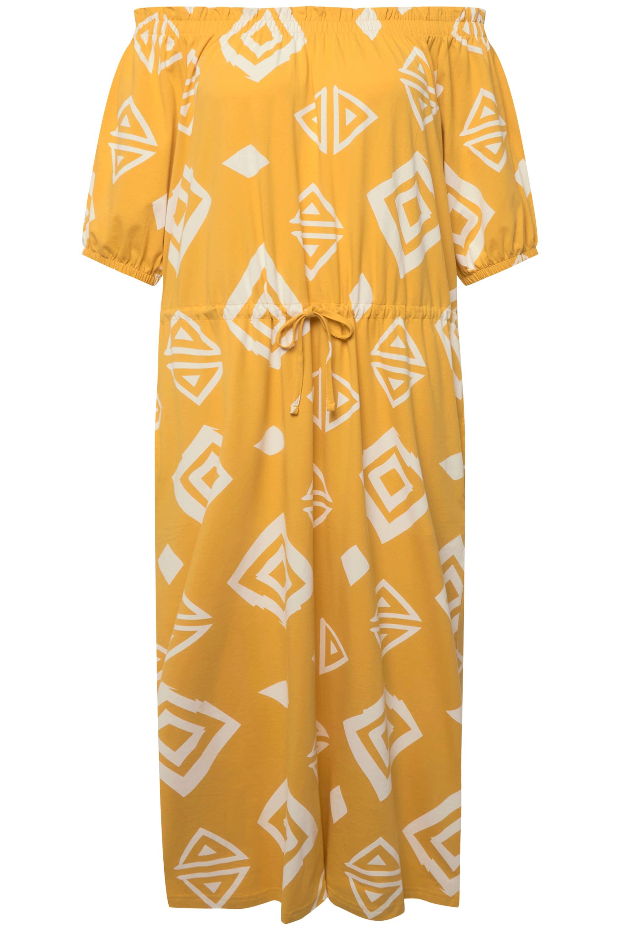 Ulla Popken Midikleid Maxikleid Carmen-Ausschnitt Halbarm Biobaumwolle günstig online kaufen