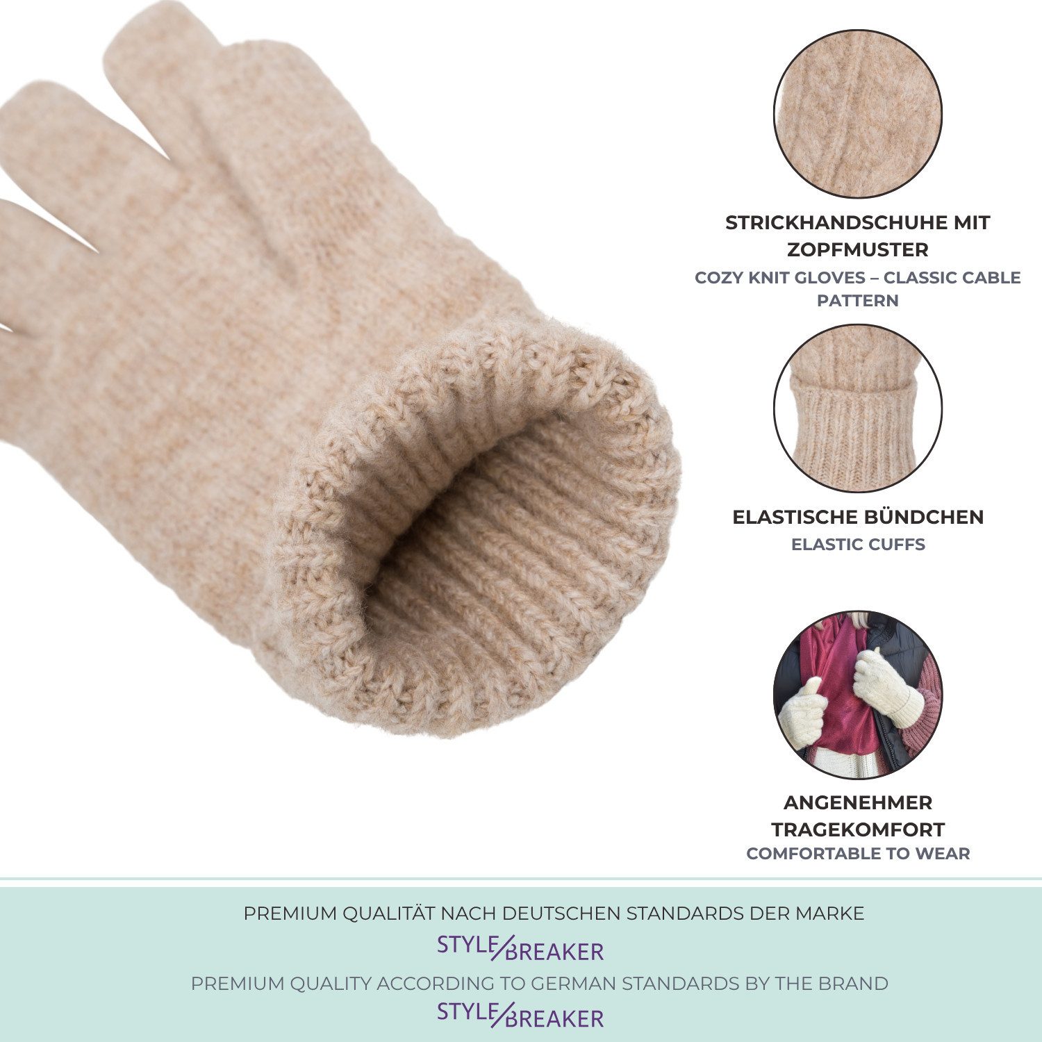 styleBREAKER Strickhandschuhe Strickhandschuhe Zopfmuster (1-St)