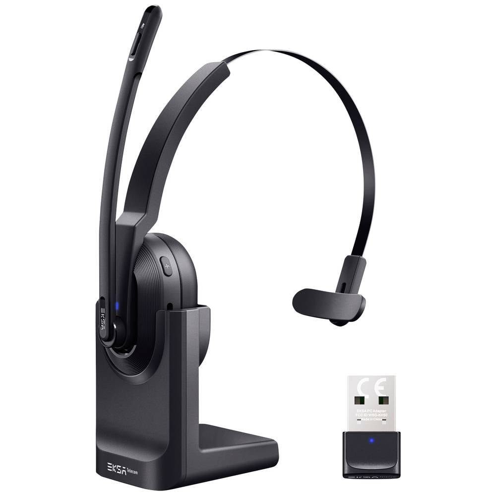 EKSA Kabelloses, Noise-Cancelling-Mono-Headset mit Kopfhörer inkl. und Lade- Basisstation, (Headset, Dockingstation) Bluetooth® mit