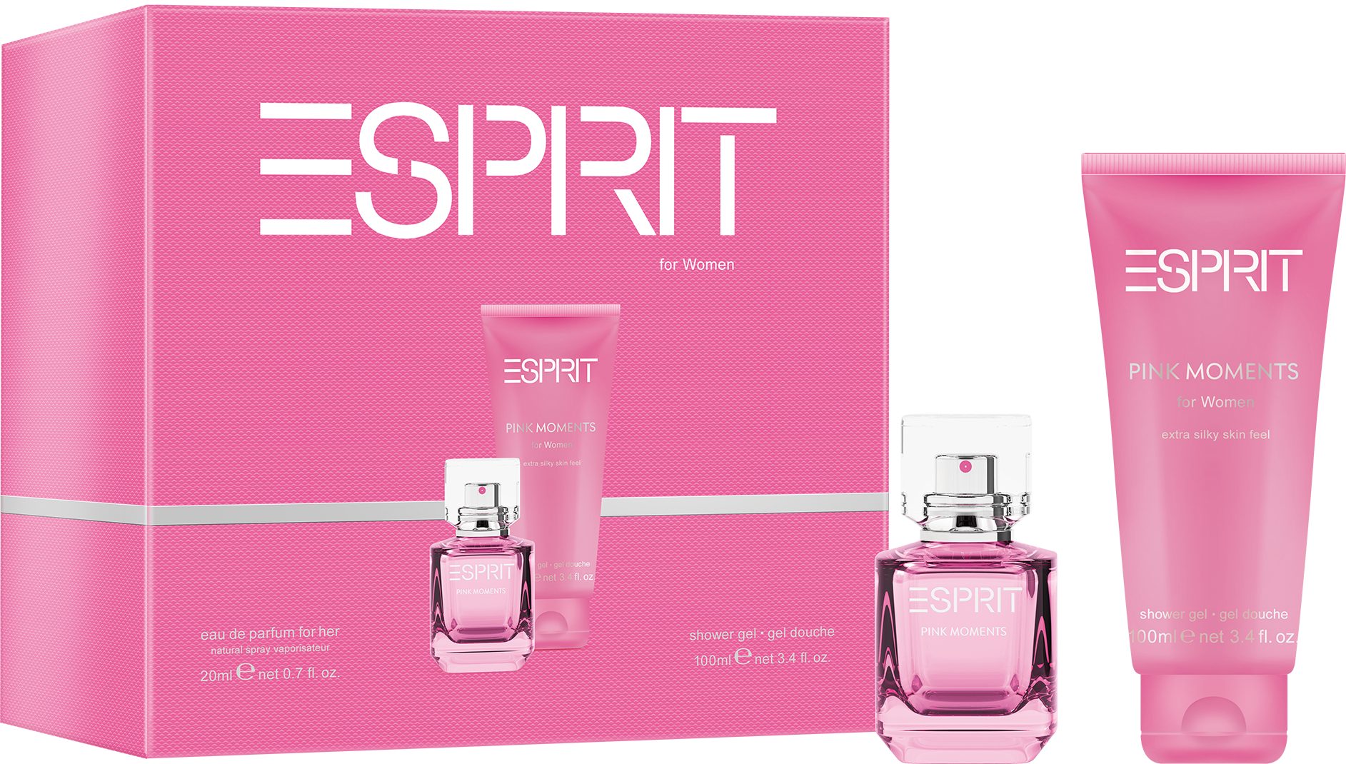 Esprit Duft-Set ESPRIT PINK MOMENTS FOR HER, 2-tlg., Geschenkset EDP 20ml + Shower Gel 100ml
