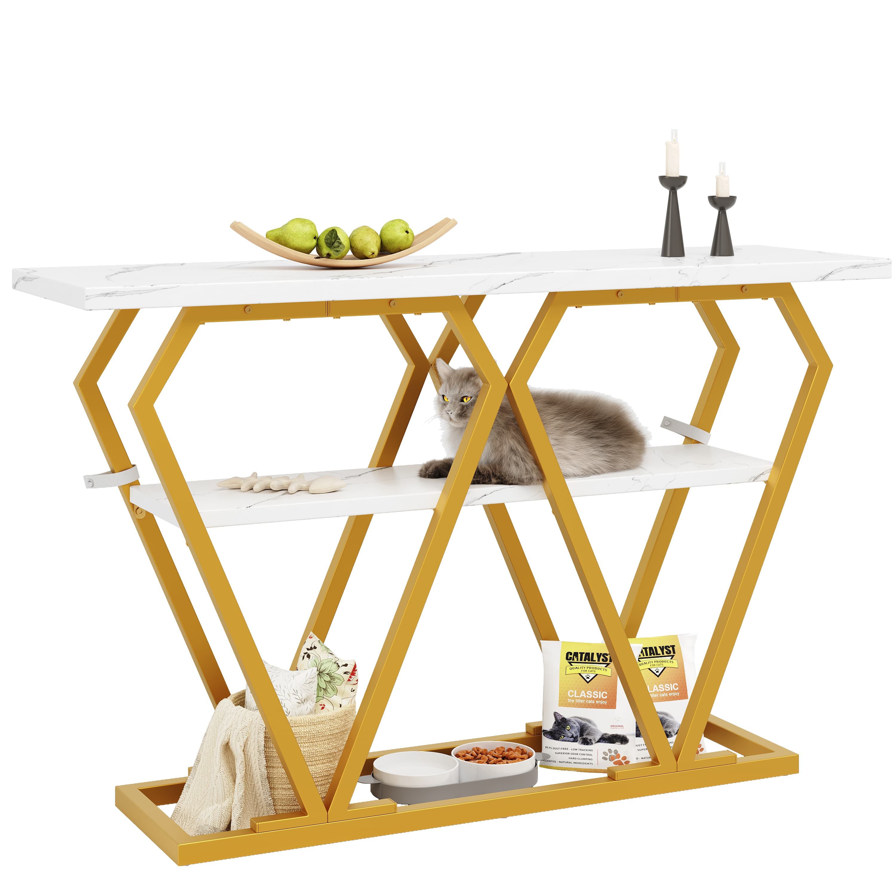 ANYSUN Konsolentisch Küchentisch Balkontisch (Spar-Set, 1Tisch), 120 x 29,5 x 80 cm Holztisch mit Marmoroptik-Platte